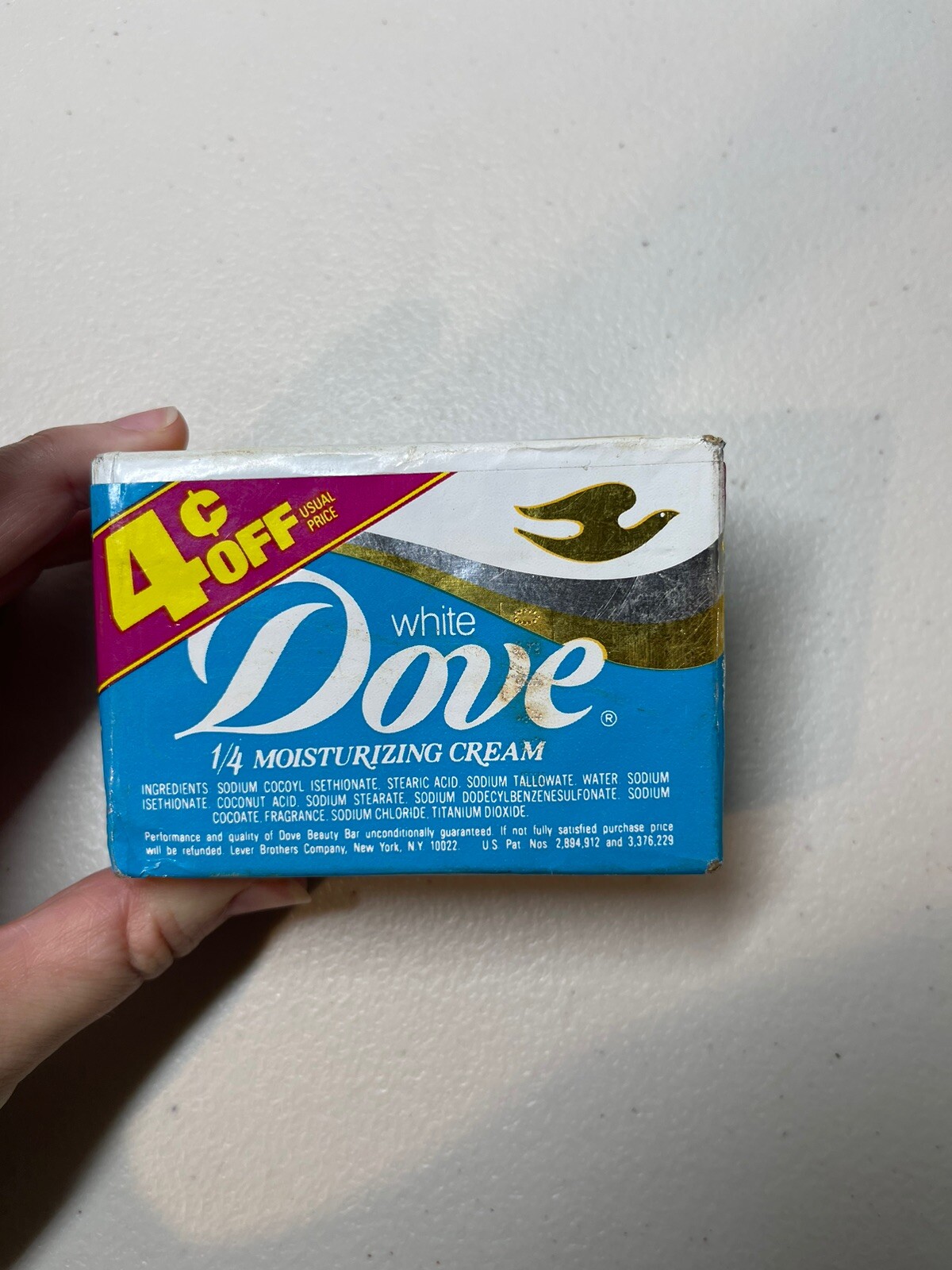 New Vintage Dove White Beauty Bar Soap 1/4 Moisturizing Cream 4.75 Ounce