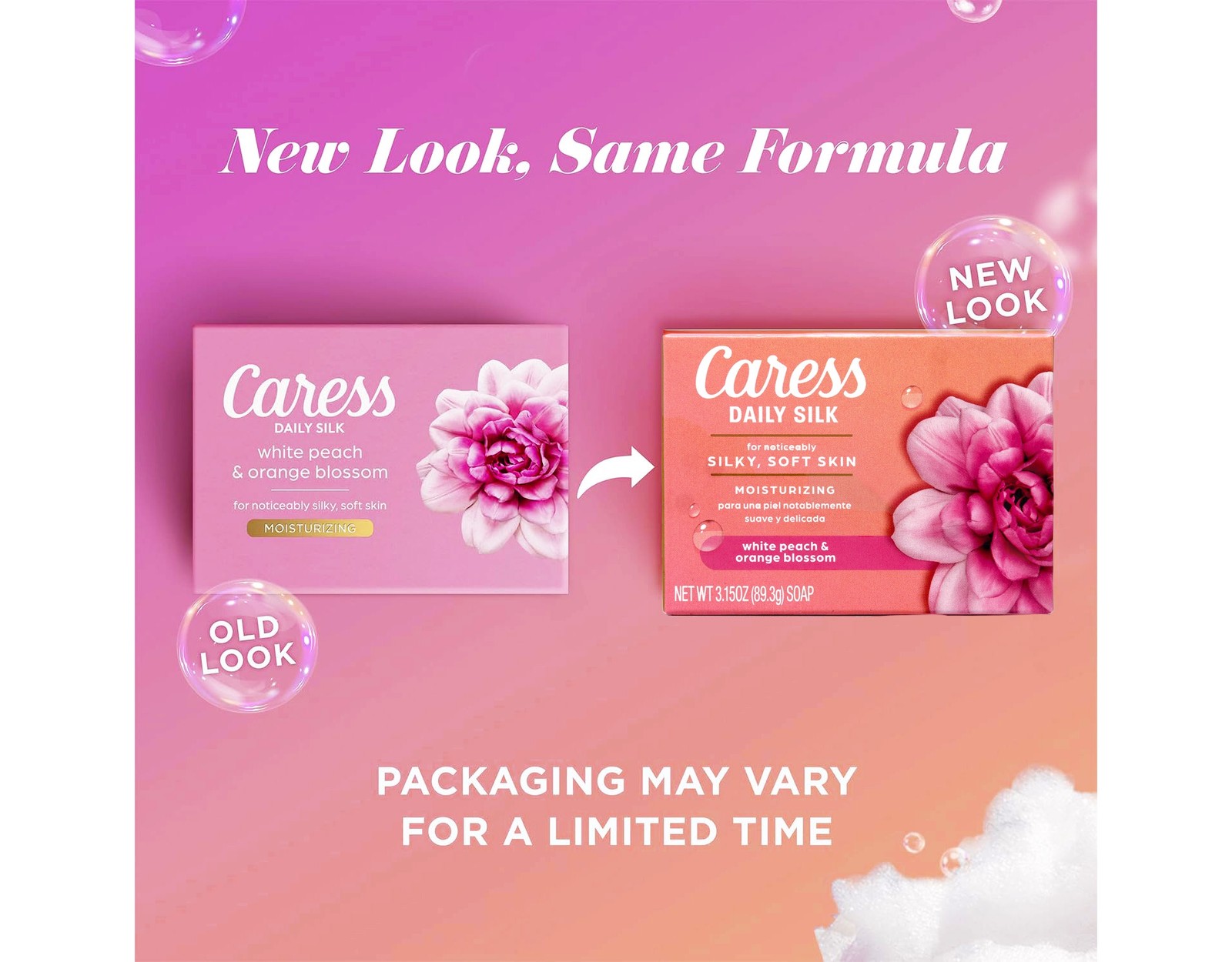 Caress Daily Silk Soap White Peach Orange Blossom 3.75 oz 6 Bars 5 Pack
