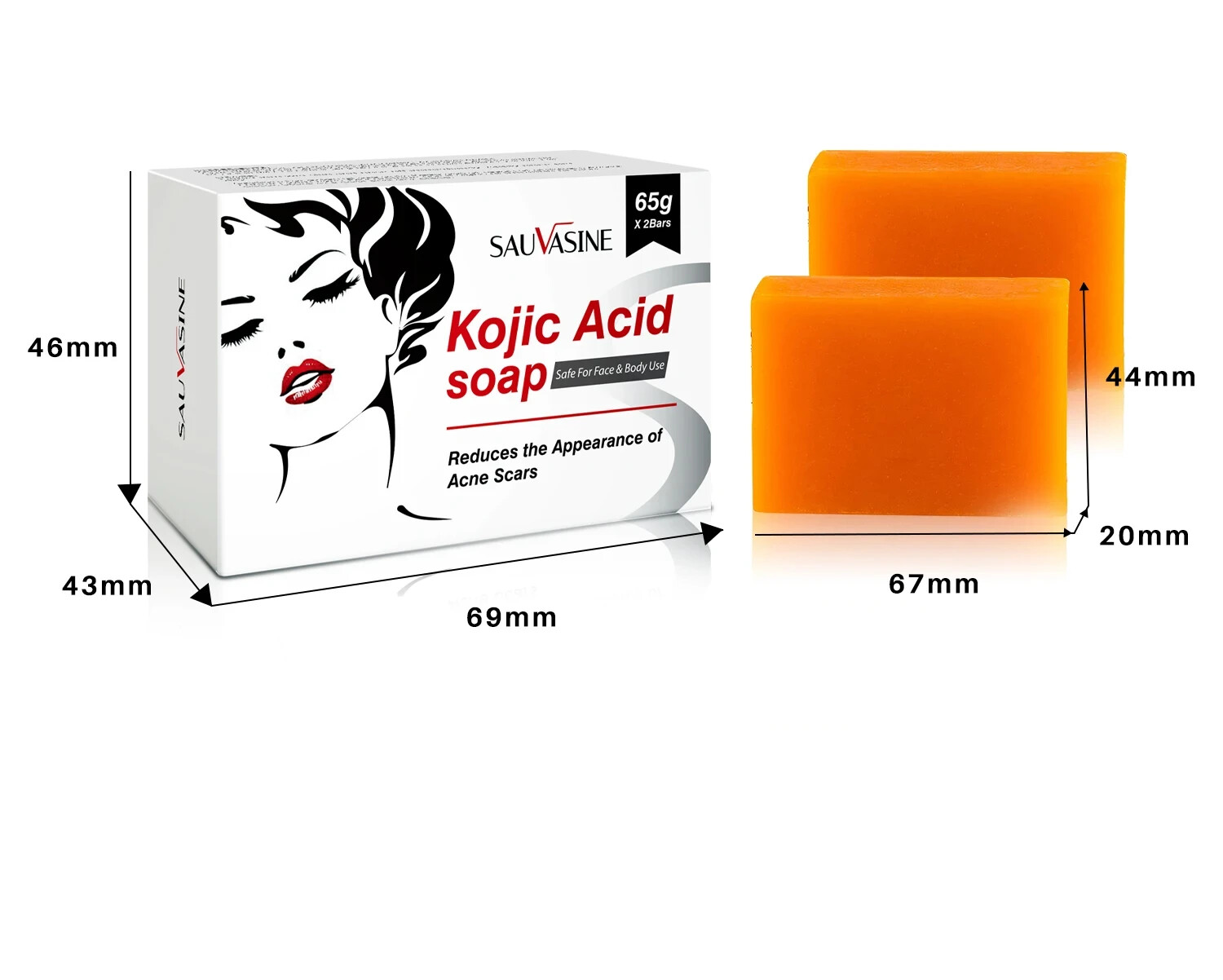 Original Kojie San Skin Lightening Kojic Acid Soap 65g x 2 Bars
