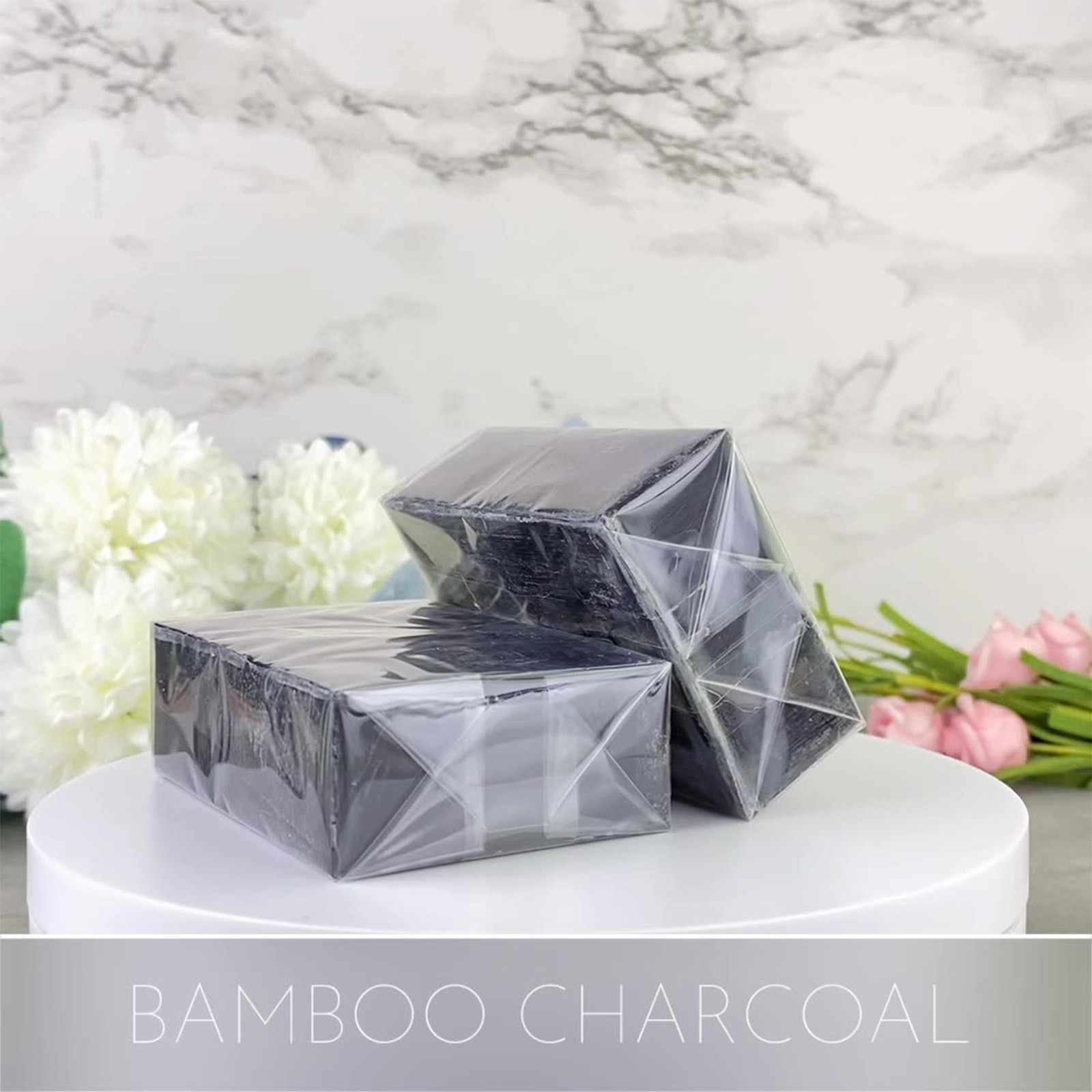 2Pcs Bamboo Charcoal Daily Use Handmade Soap Skin Clearing Essential Oil Soap