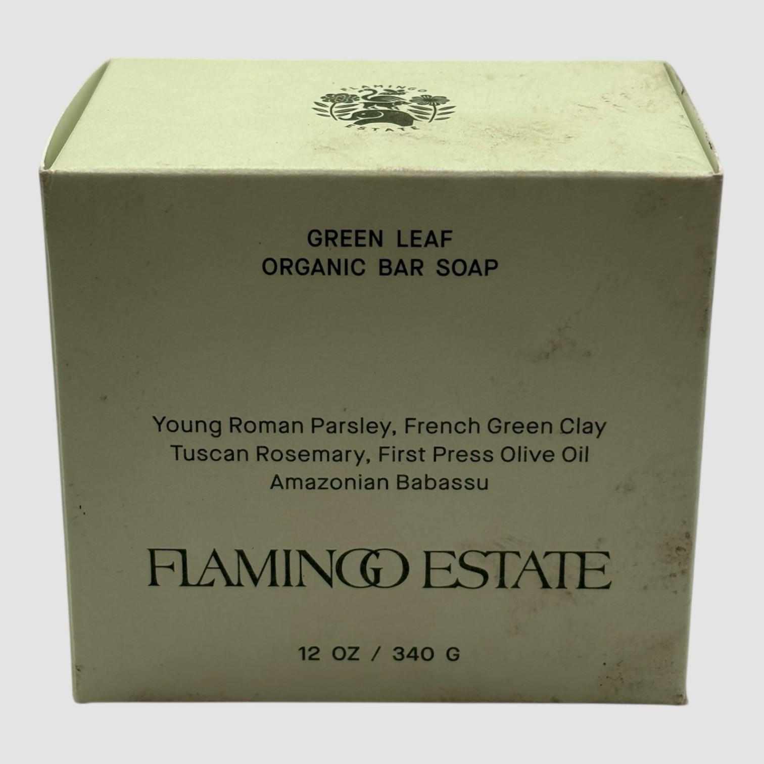 Flamingo Estate Green Leaf Organic Soap Brick with Verde Indio Green Marble Dish