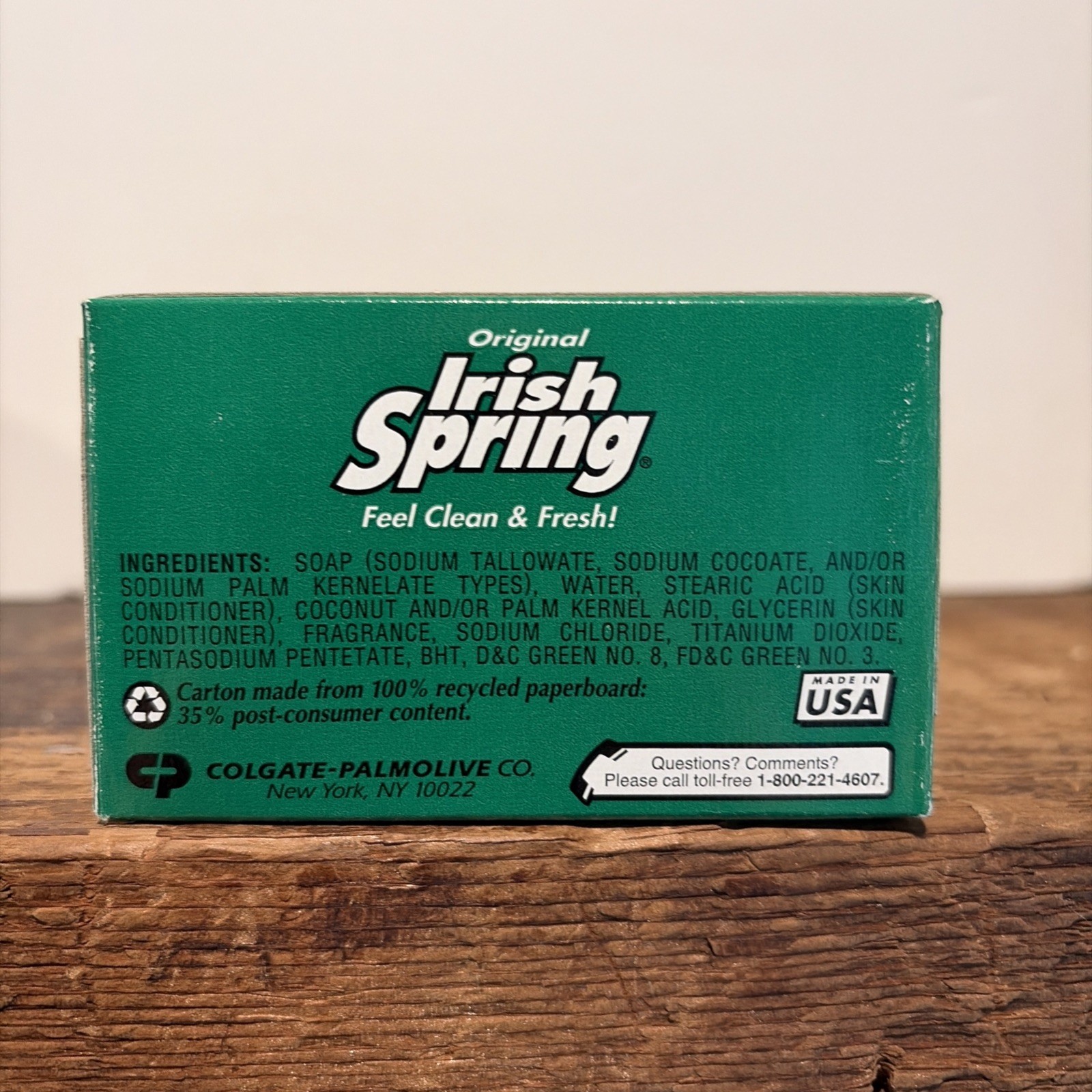 NOS Irish Spring Original Deodorant Soap 3.75 Oz Bar Bath Size No Flax Seed