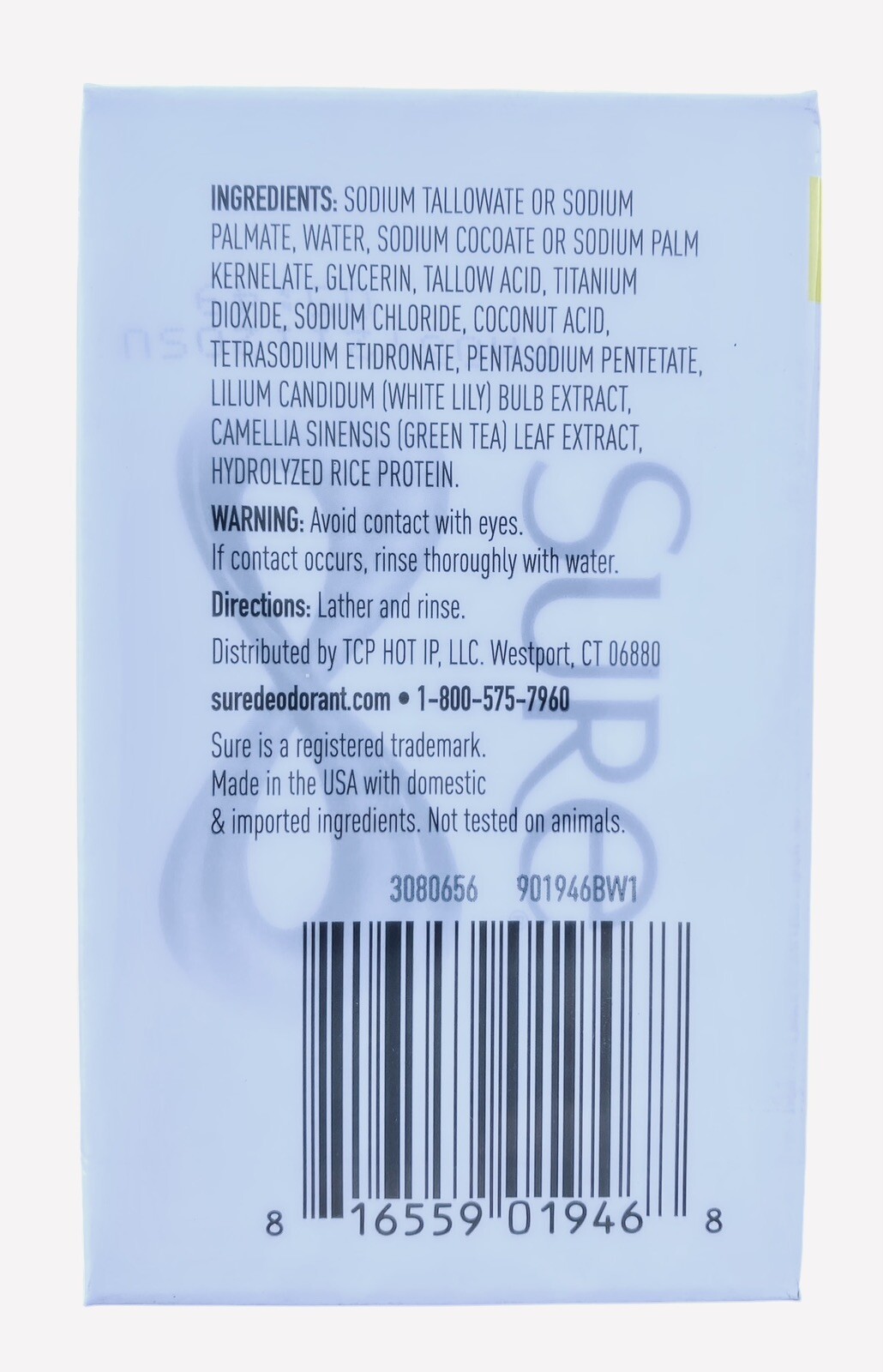 Sure 2 Packs of 2 – 4.12 oz Bars 4 Bars Total UNSCENTED Deodorizing Soap HTF