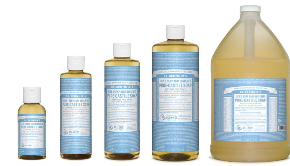 NEW Dr. Bronner’s Pure-Castile Soap Liquid Hemp Baby Unscented All Size Bronners