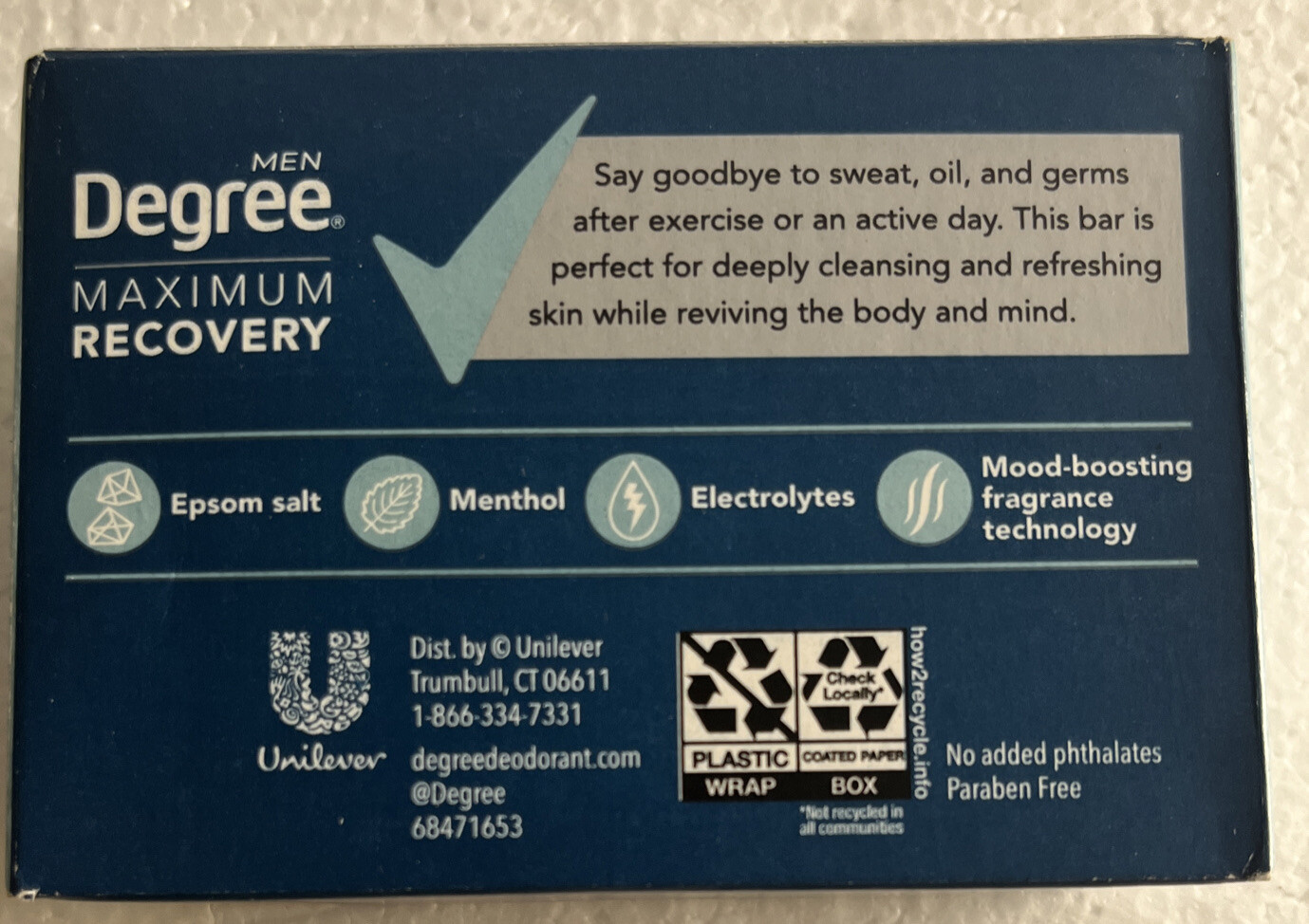 Degree Men Maximum Recovery Deep Clean Soap Bar, Menthol-1 Bar