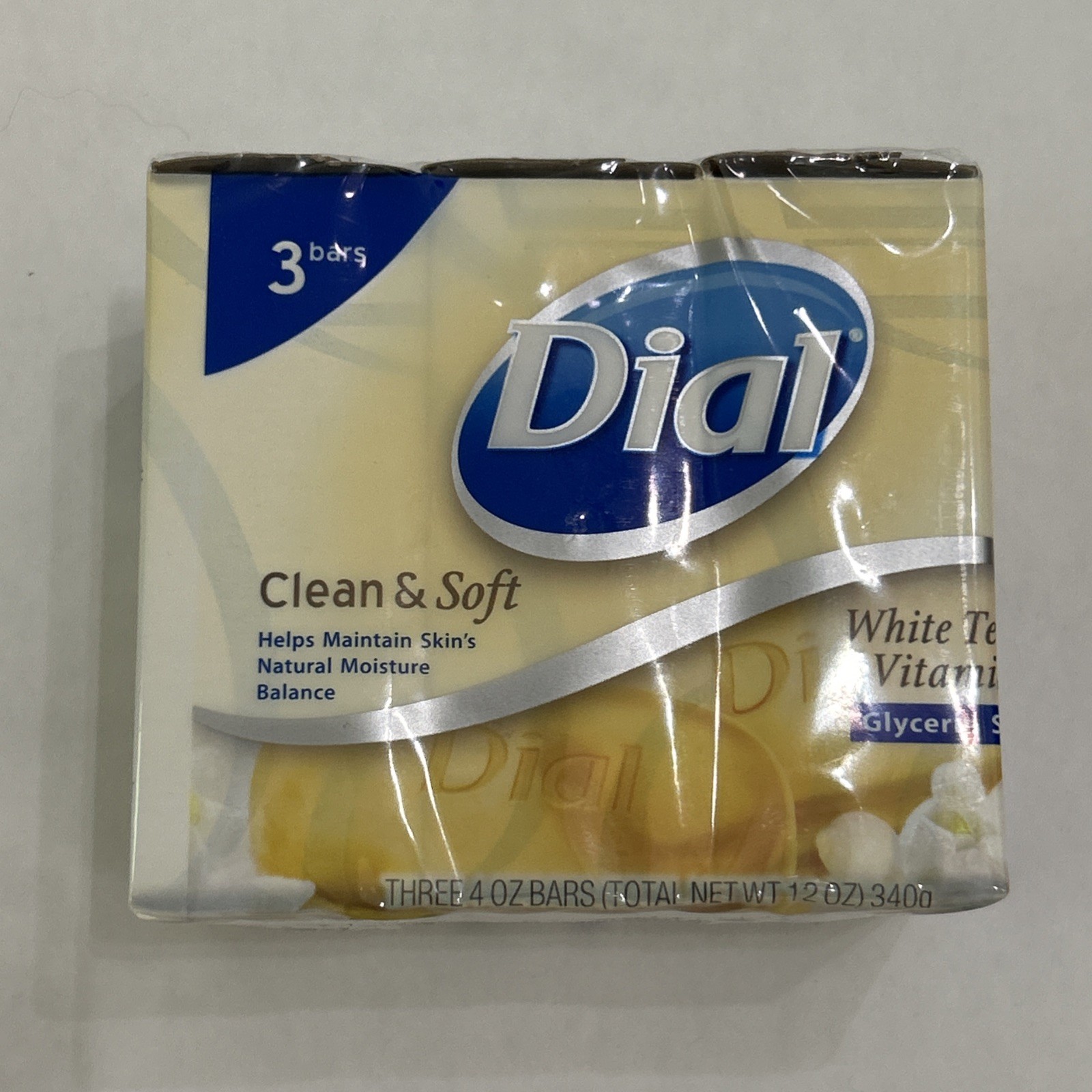 Dial Bar Soap White Tea and Vitamin E Glycerin 4 Ounce 3 Bars Factory Sealed