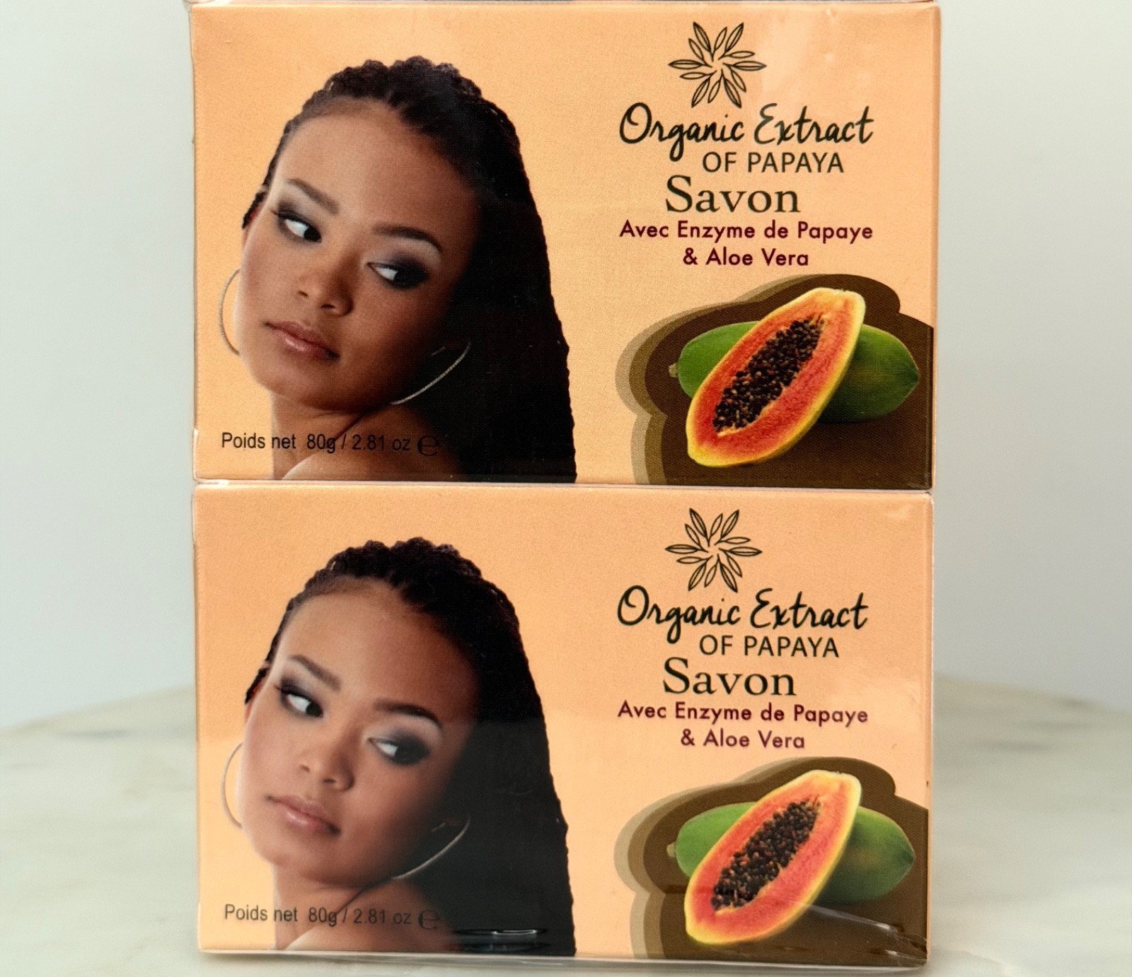 Organic Papaya Extract Soap 80g Natural Exfoliating Moisturizing Bar 2-Pack Glow