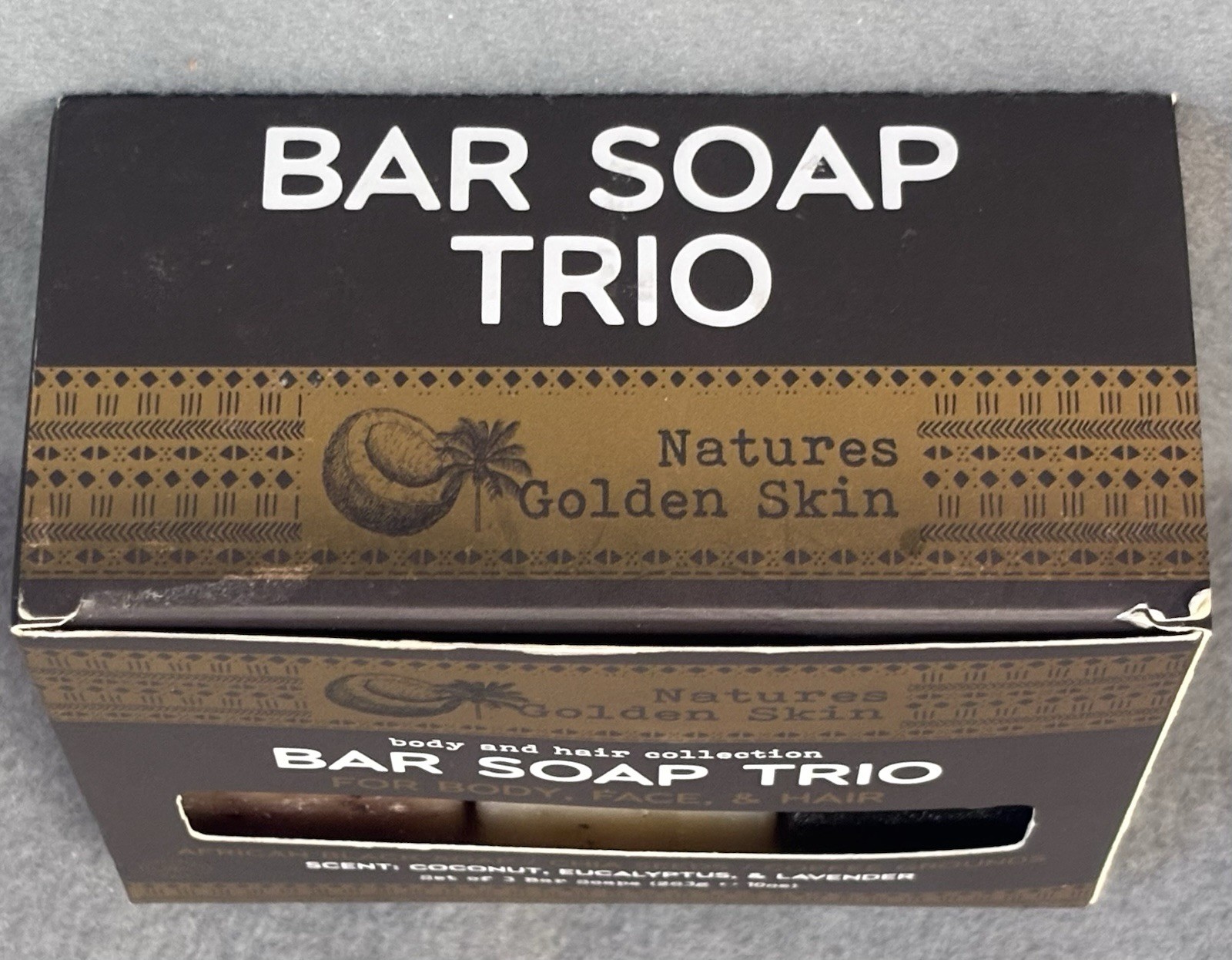 Nature’s Golden Skin Bar Soap Trio Body Face Hair Coconut Eucalyptus Lavender