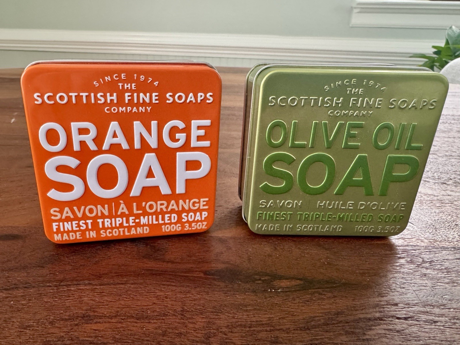 The Scottish Fine Soaps Company Olive Oil & Orange Luxury Soap Bars In Tins NEW