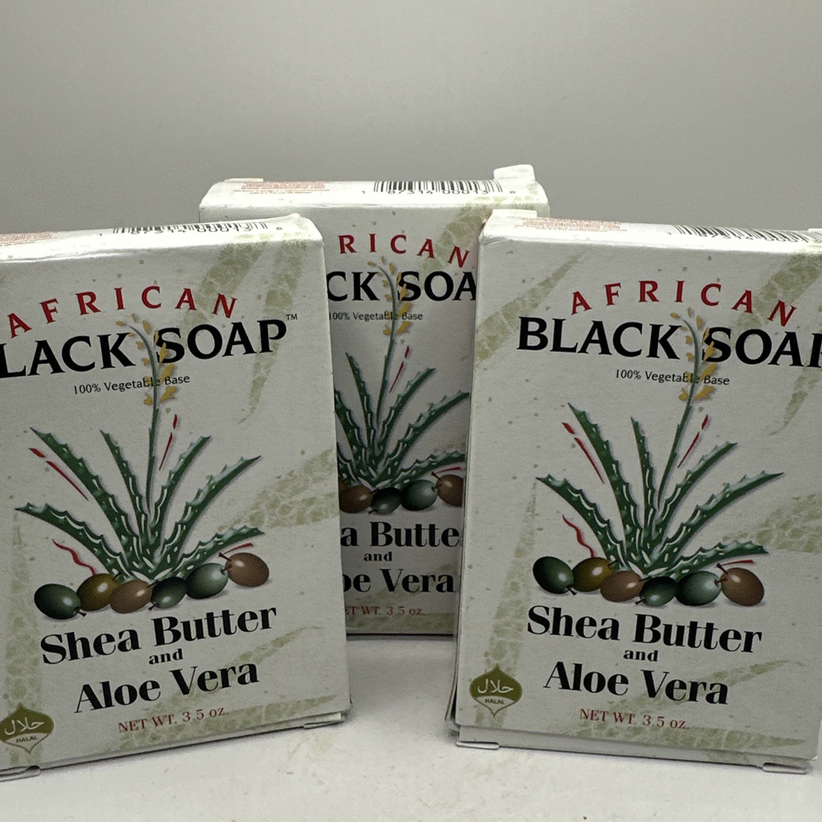 Madina African Black Soap w/Cocoa Butter and Vitamin E Pack of 3 Bars 3.5 Oz Ea