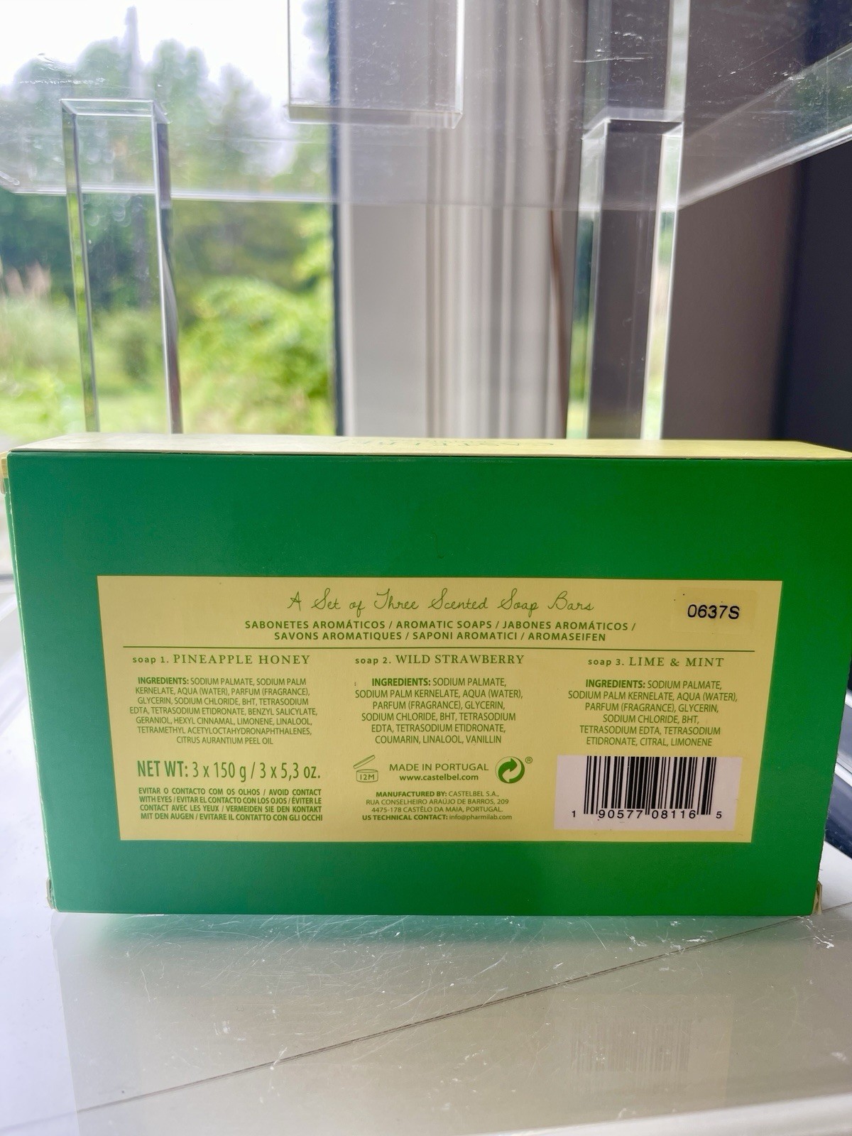 CASTELBEL Luxury Soap Bars 3 PK 5.3 OZ EA Pineapple/Strawberry/Lime QUICK SHIP