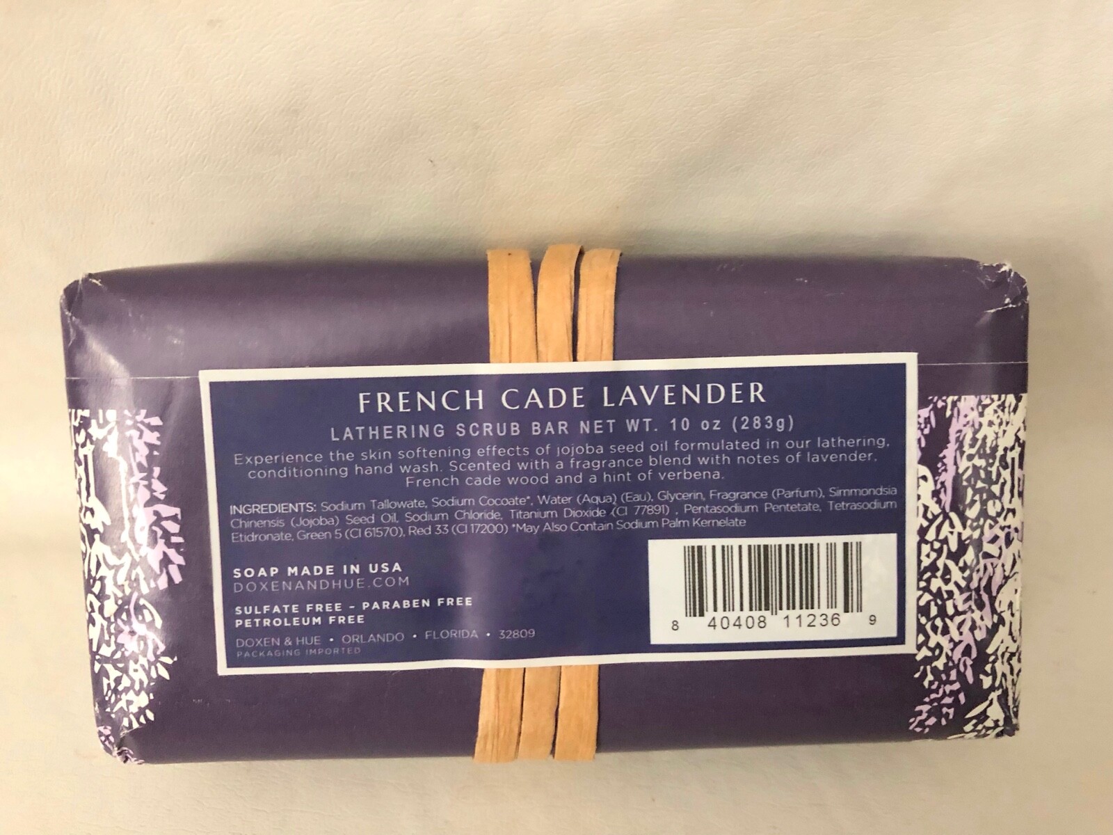 Doxen & Hue French Cade Lavender 10 oz Lathering Bath Bar Soap Jojoba Seed Oil
