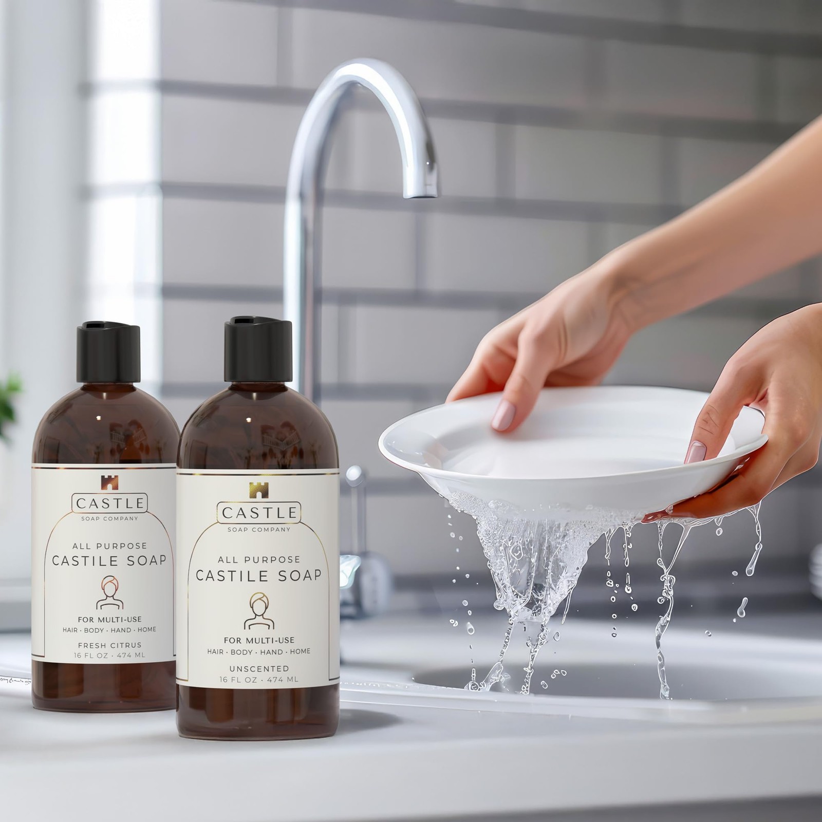 Castile Soap Liquid Unscented 16 Oz – All Purpose Liquid Castile Soap Unscent…