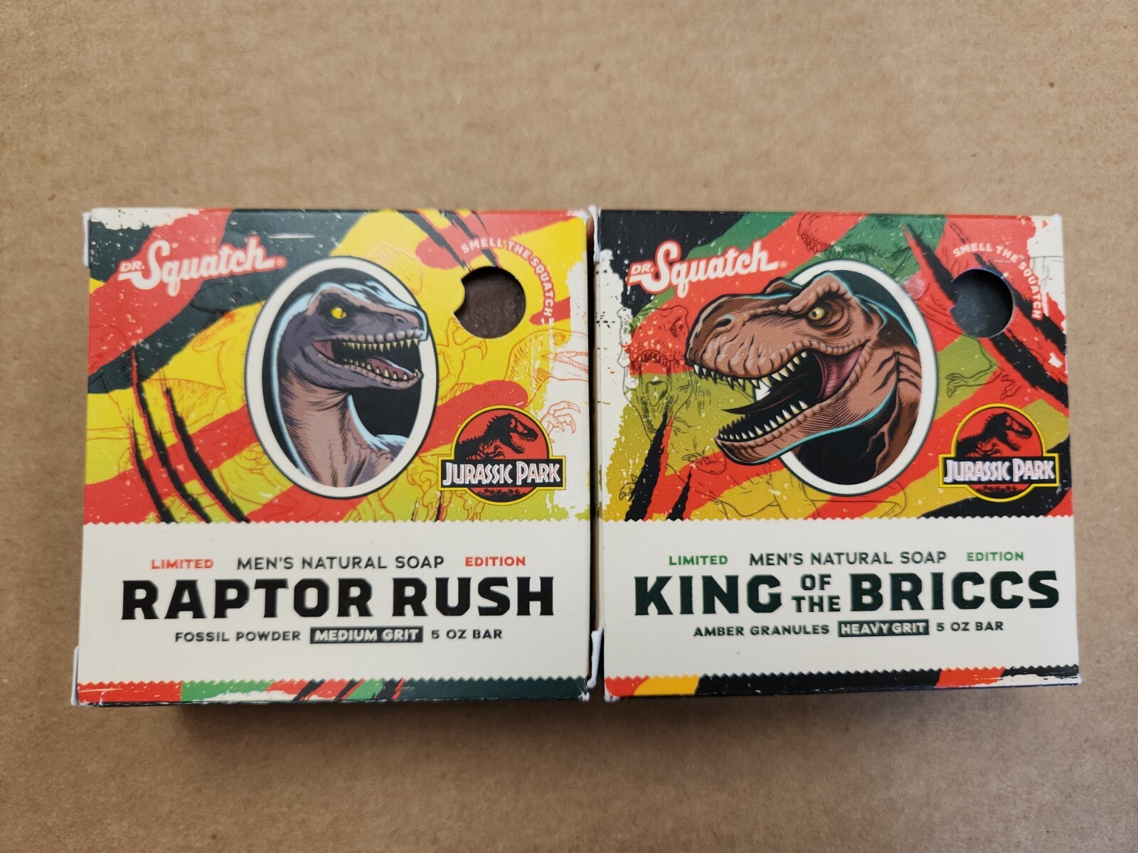 Dr. Squatch Ltd Edition Jurassic Park Soaps Raptor Rush & King of the Briccd