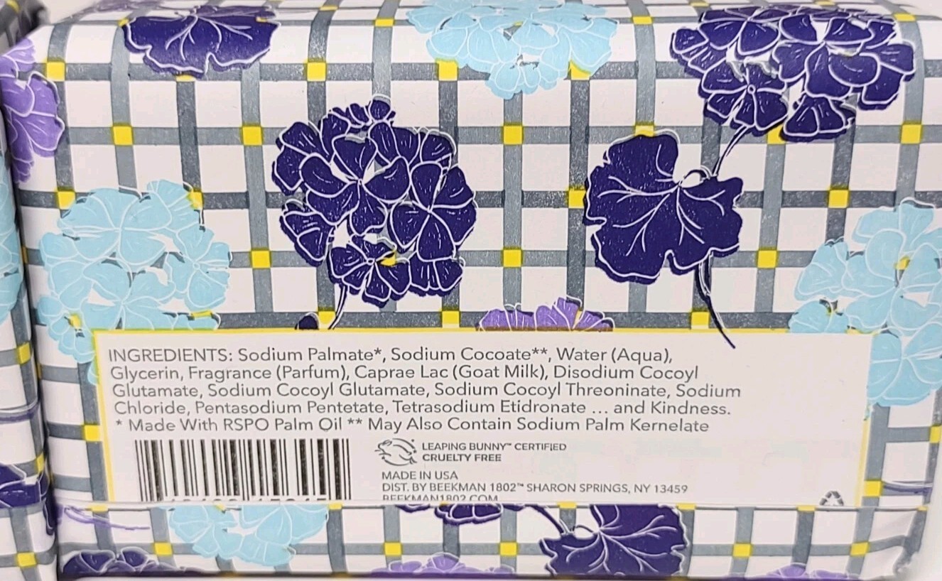 Beekman 1802 Goat Milk Bar Soap Moonlit Geranium & Iris Jumbo 9 oz NEW