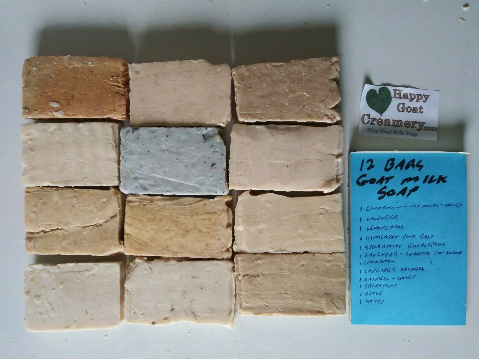 12 BARS RAW GOAT MILK SOAP HAPPY GOAT CREAMERY OATMEAL & HONEY LAVENDER
