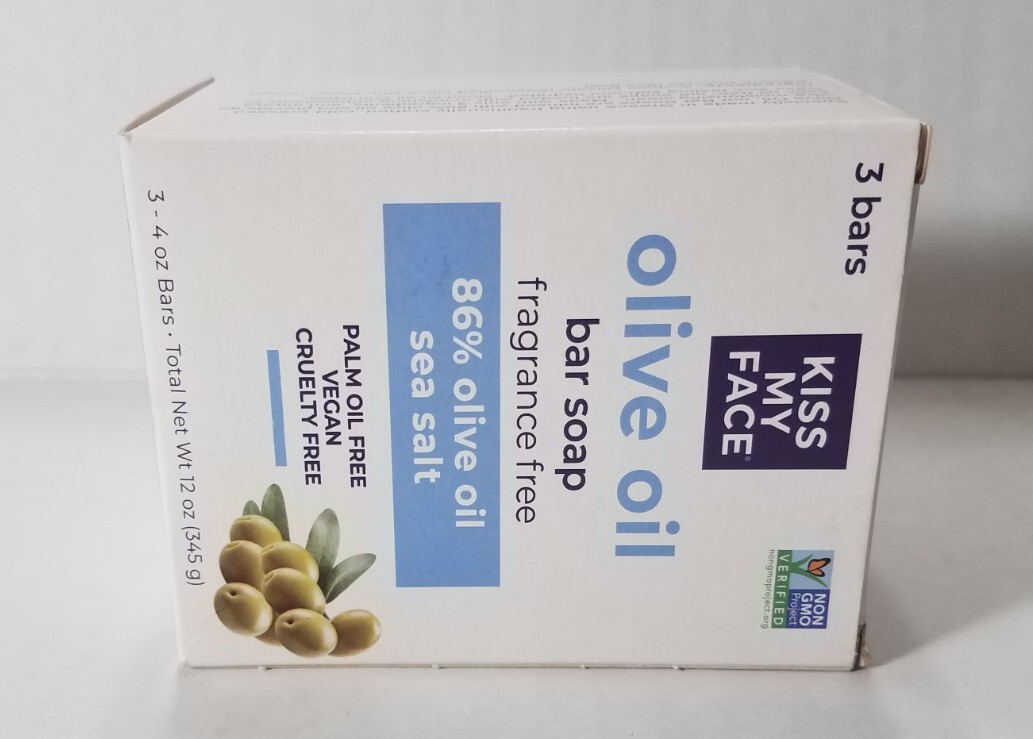 Kiss My Face Olive Oil Vegan Bar Soap Fragrance Free 3pk 4oz Bars NEW