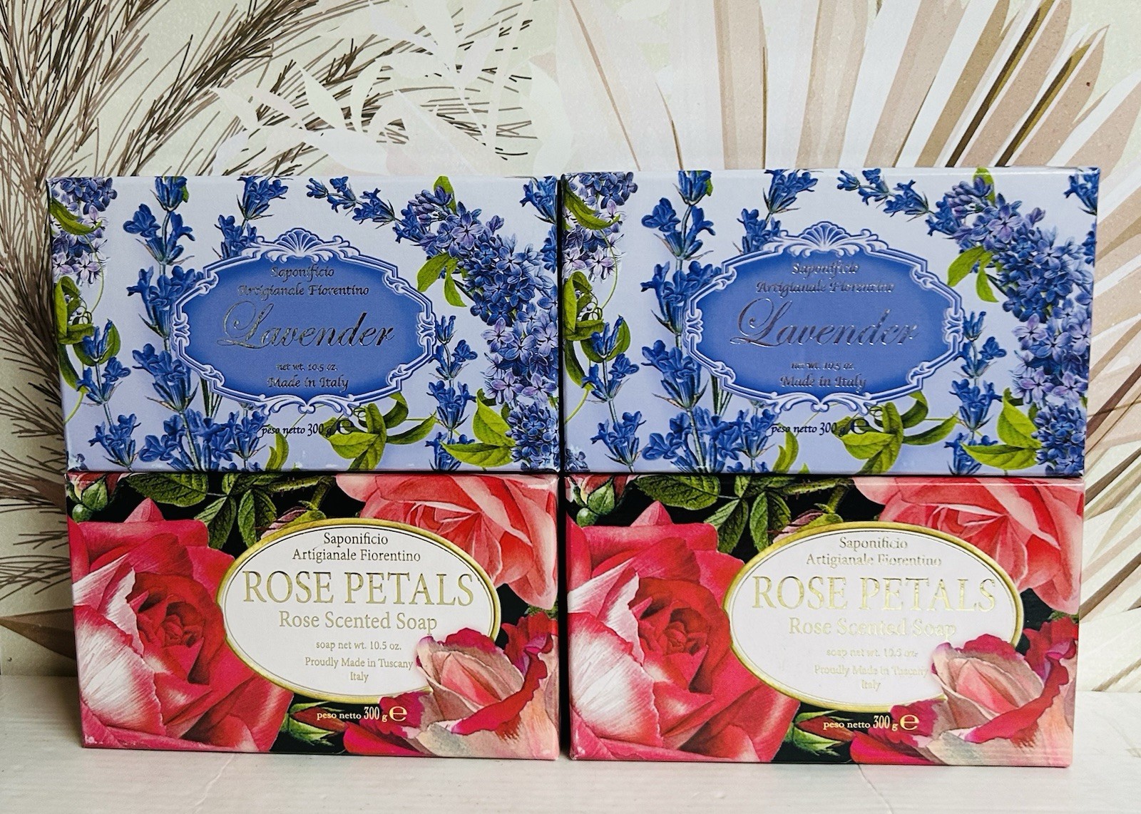 4-Pack Saponificio ~ Rose Petals & Lavender Scented Bar Soap 10.5 oz Each