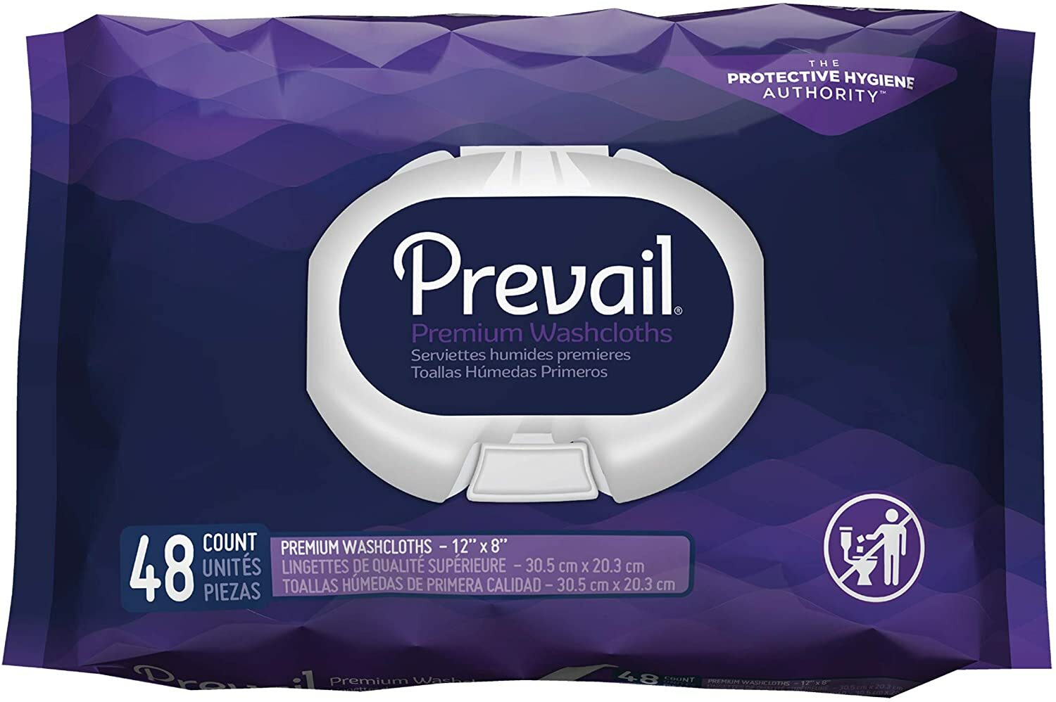 Prevail Premium Cotton Washcloths, 12” x 8”, 48 per Pack, 3 Packs