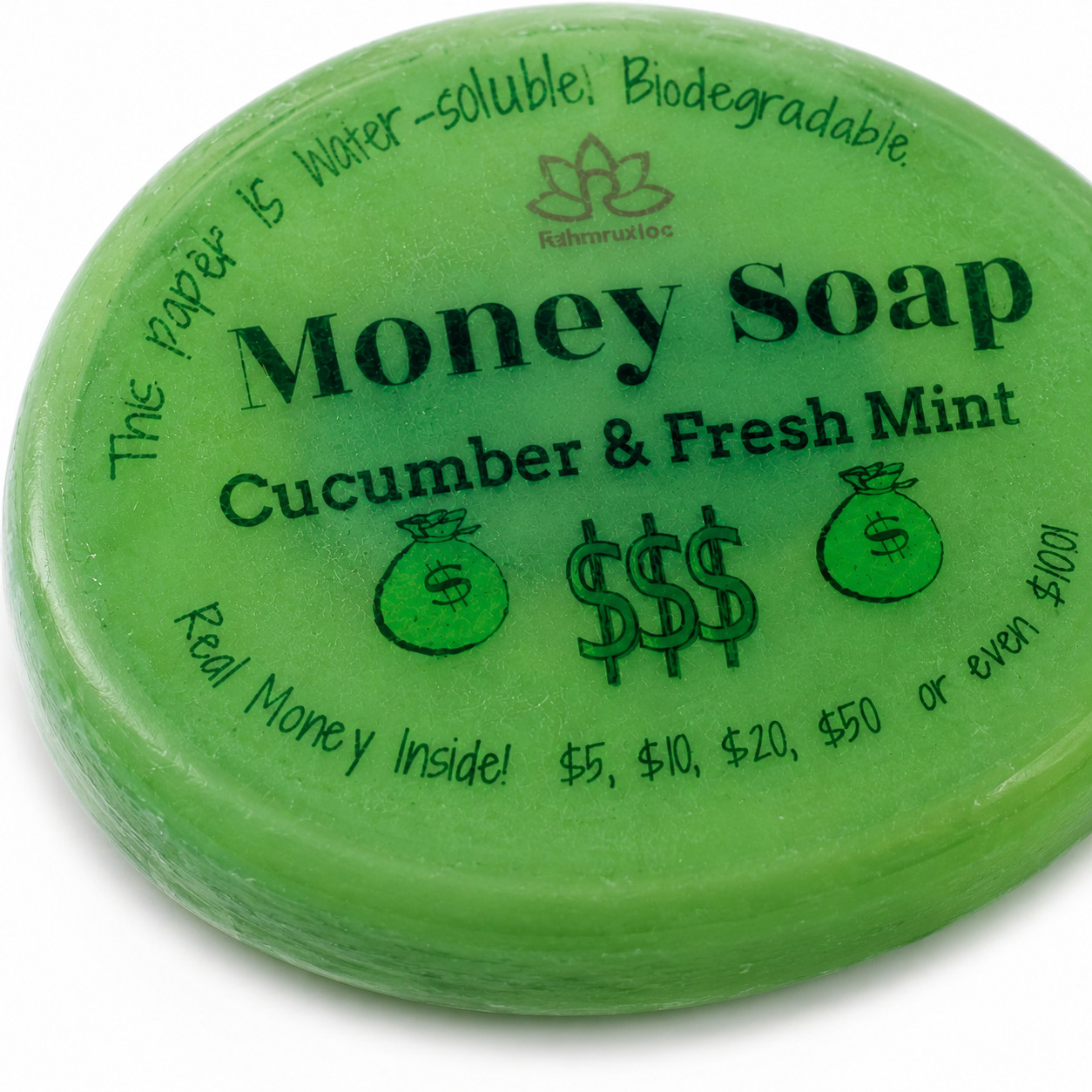 Money Soap Bar Real Cash Inside Up to $100 Glycerin Shea Butter 4.5oz
