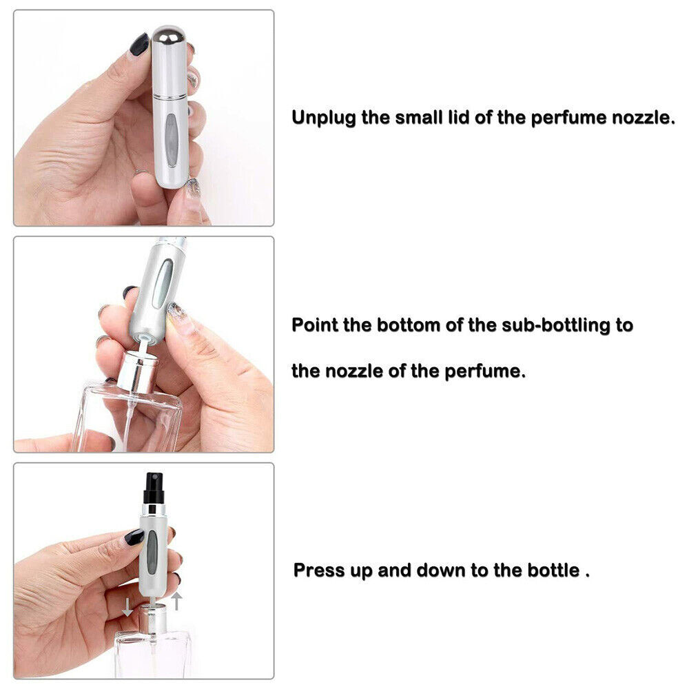 7 PCS Mini Perfume Atomizer Bottle Portable Spray Pump Case Refillable Travel