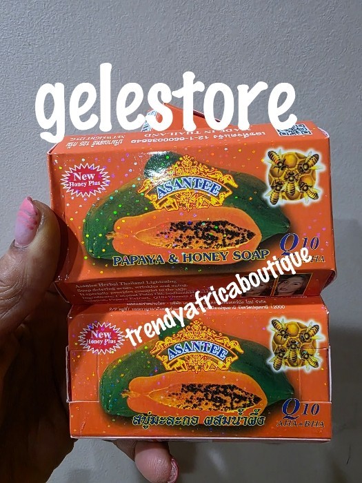 2pcs. ASANTEE Papaya & Honey Soap. Thai Herbal Lightening Soap 125g X 2