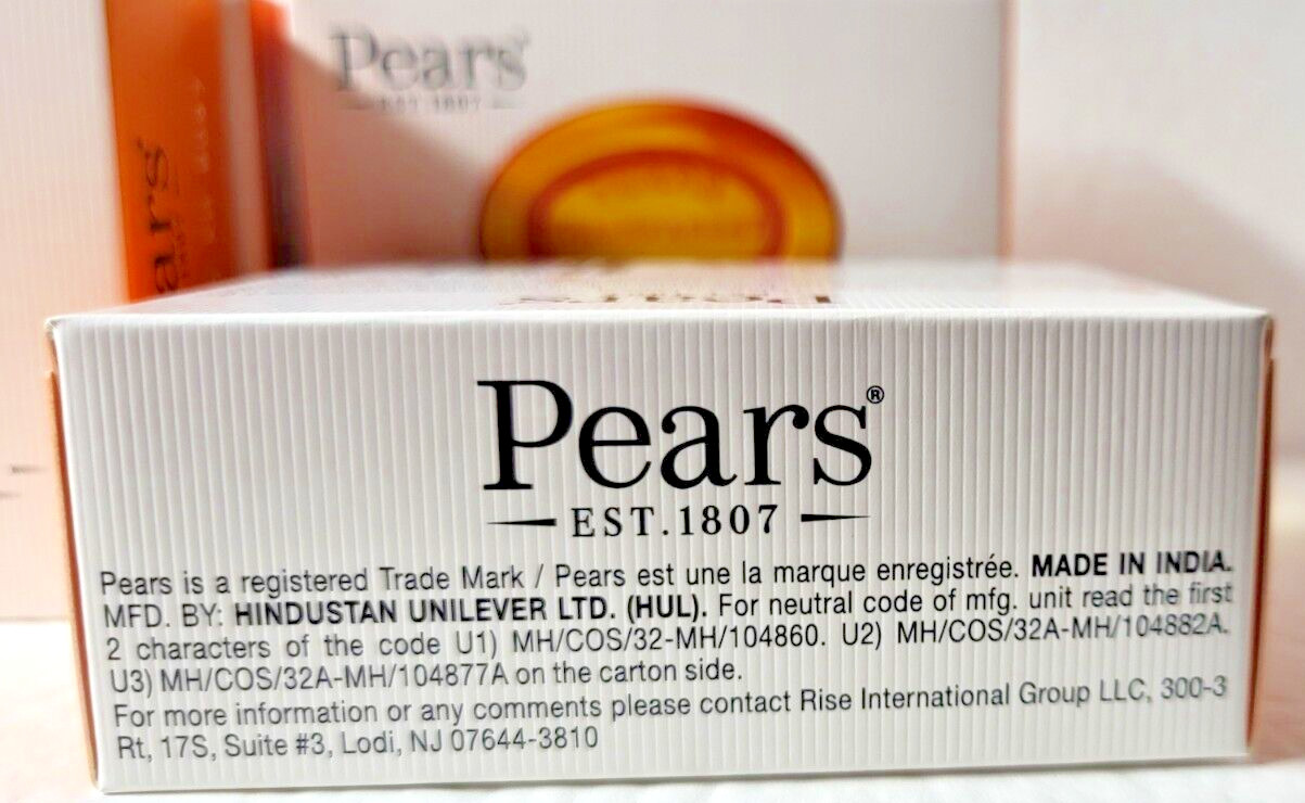 Lot of 4 Pears Transparent Glycerin Bar Soaps Orange 3.53 oz Each Pure & Gentle