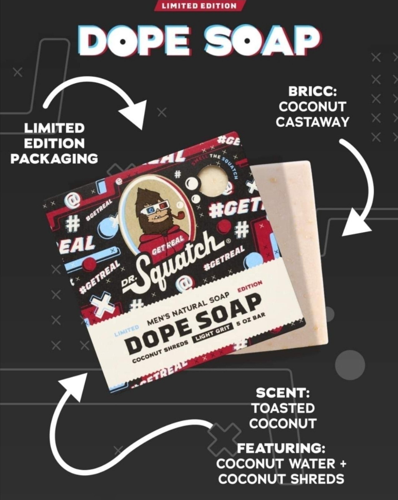 Dr. Squatch Dope Soap Coconut Bricc New Limited Edition Sold Out Very Rare