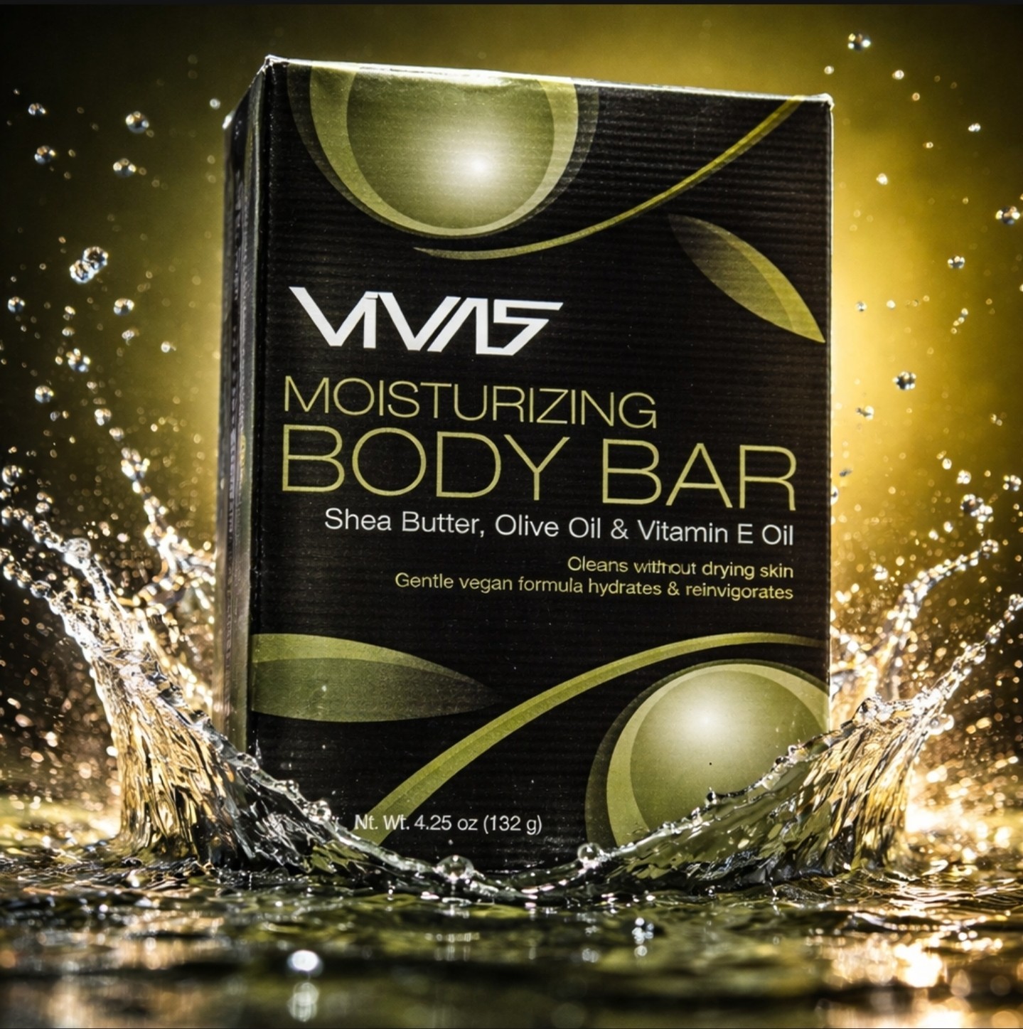 VIVAS By Ampro Moisturizing Body Bar Shea Butter Olive Oil Vitamin Oil 4.24 oz
