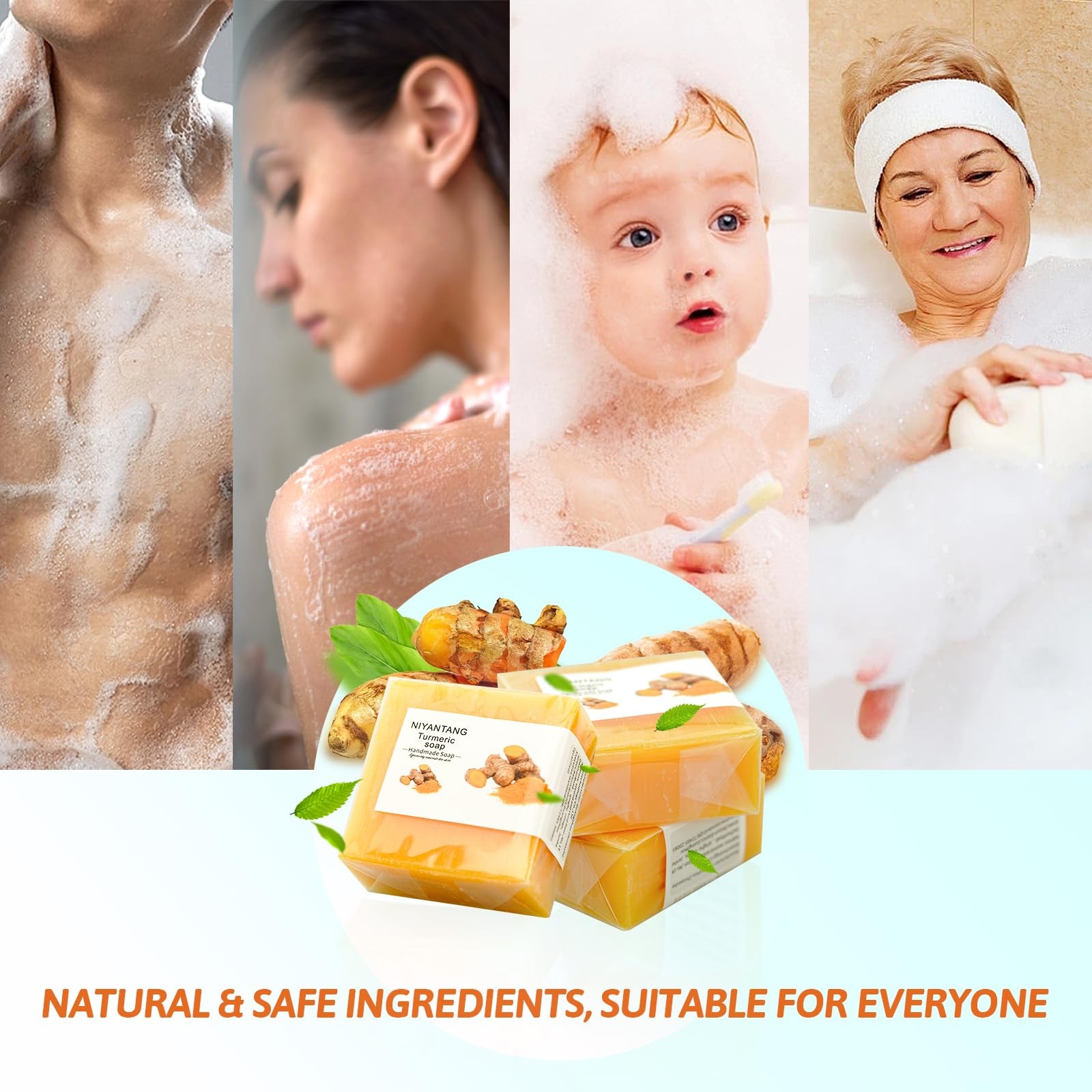 Shibarcle 3 PCS Turmeric Soap Bar, Natural Bar for 3.6 Ounce (Pack of 3)