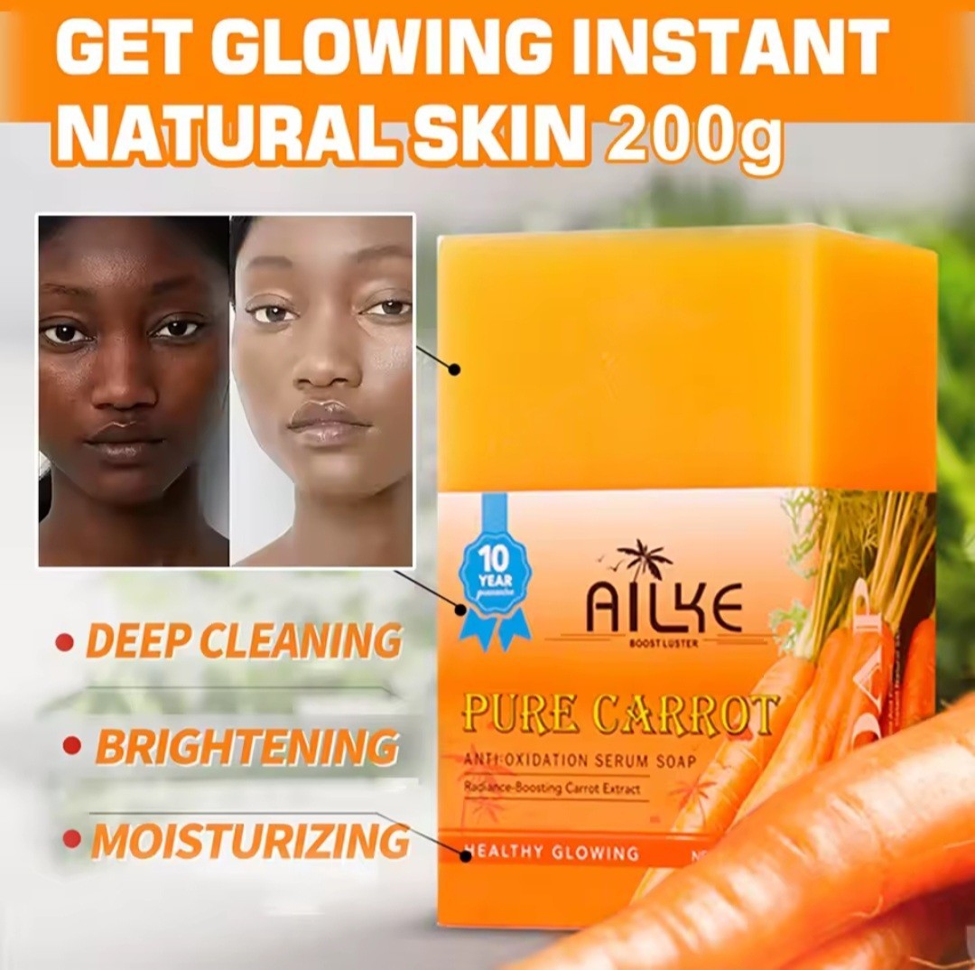 AILKE Pure Carrot Serum Soap Bar Moisturizing Deep Cleansing 200g Face/Body
