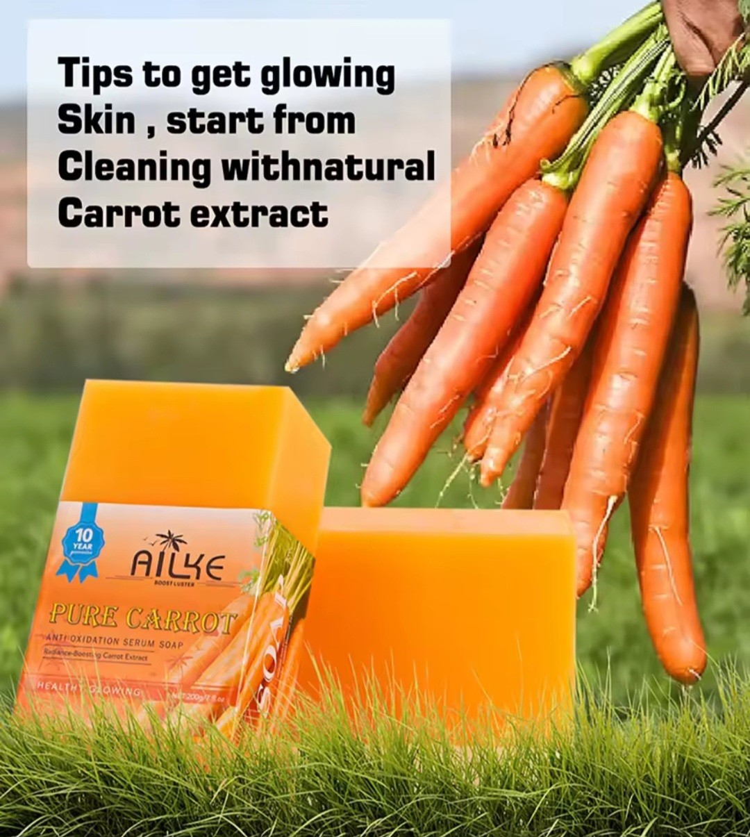 AILKE Pure Carrot Serum Soap Bar Moisturizing Deep Cleansing 200g Face/Body
