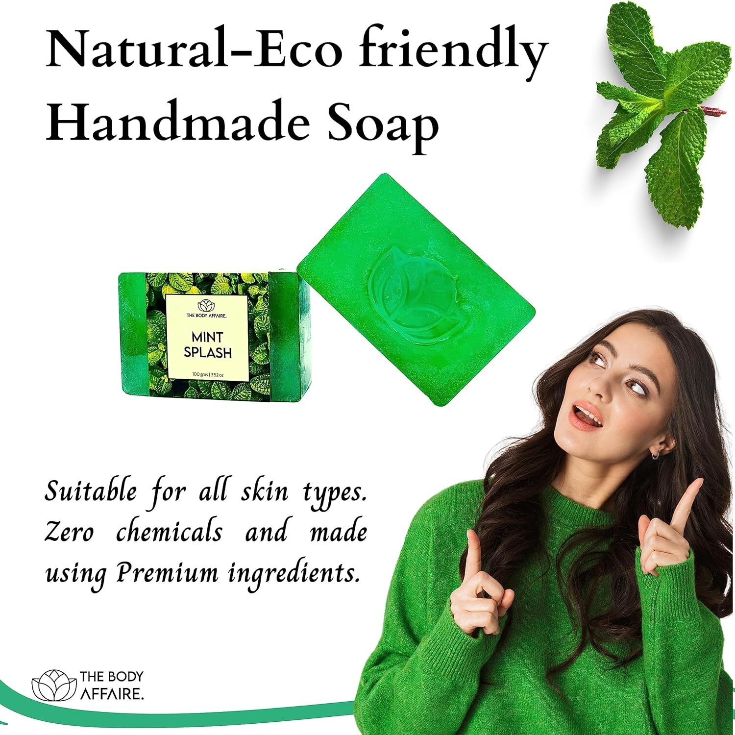 FORGANIK MINT SPLASH Handmade Soap by The Body Affaire 100gm For Men & Women
