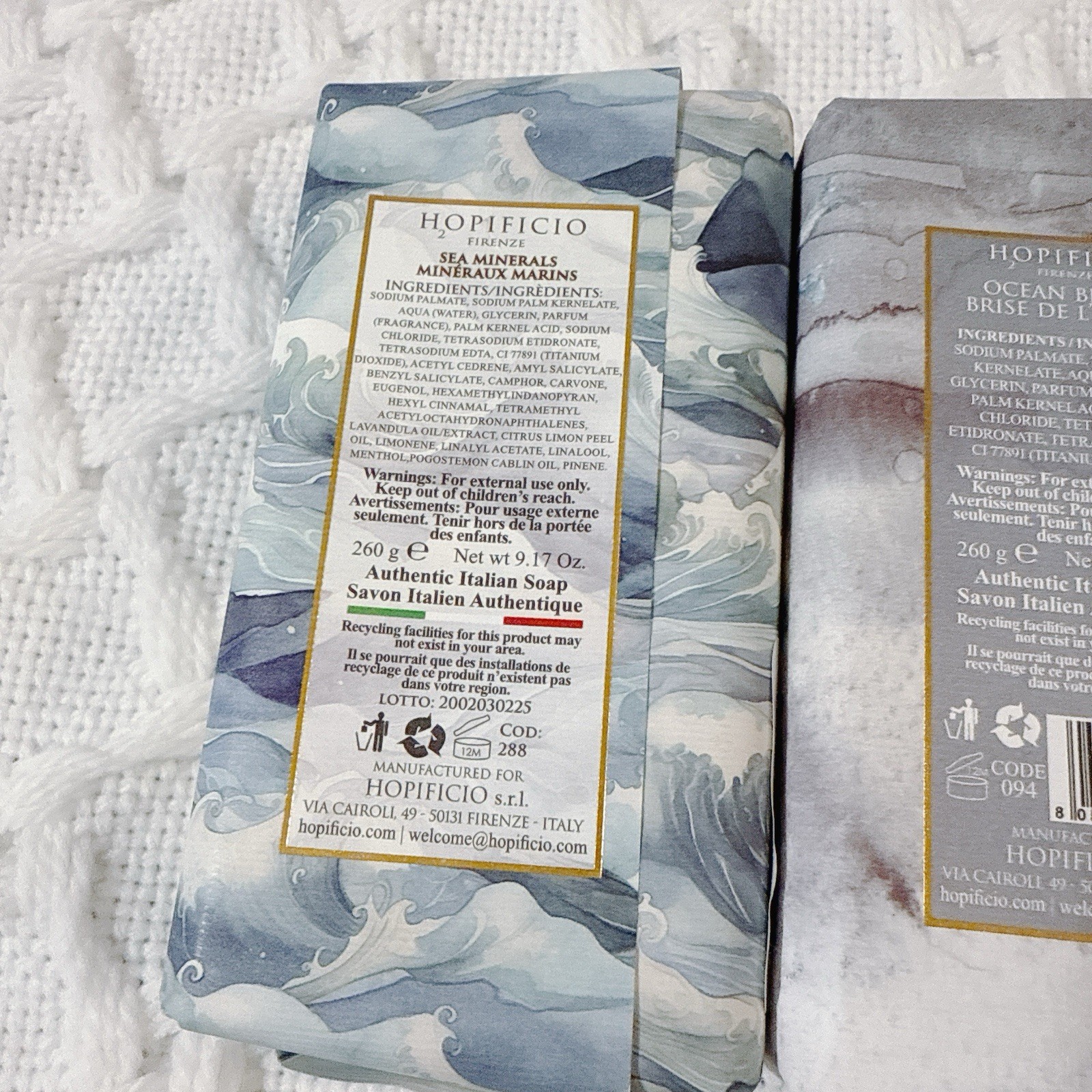 3 Pcs 9.17 Oz HOPIFICIO Sea Mineral /Ocean Breeze/ Mineral Sea Salt Bar SOAP