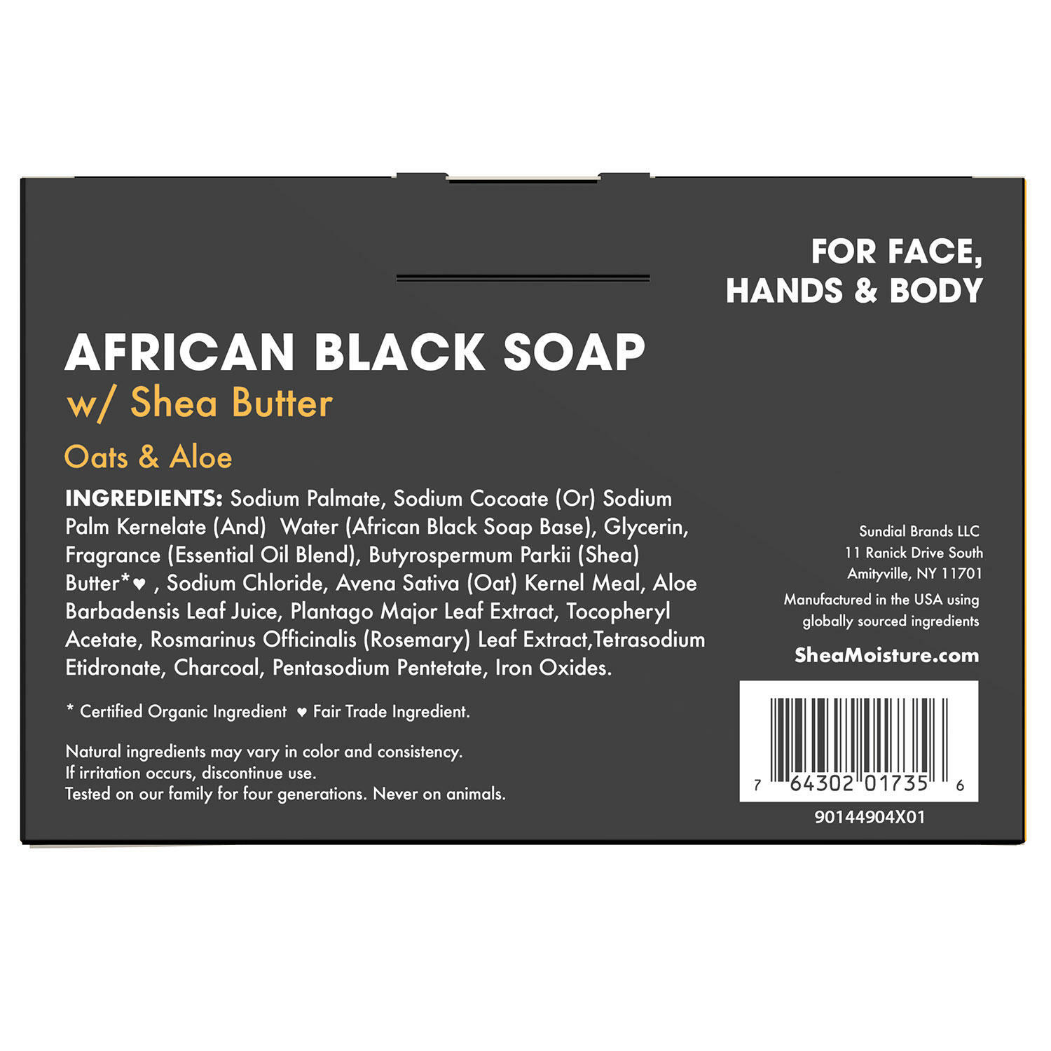 SHEA MOISTURE AFRICAN BLACK SOAP WITH SHEA BUTTER, (8 oz, 4 PK) NO PARABENS