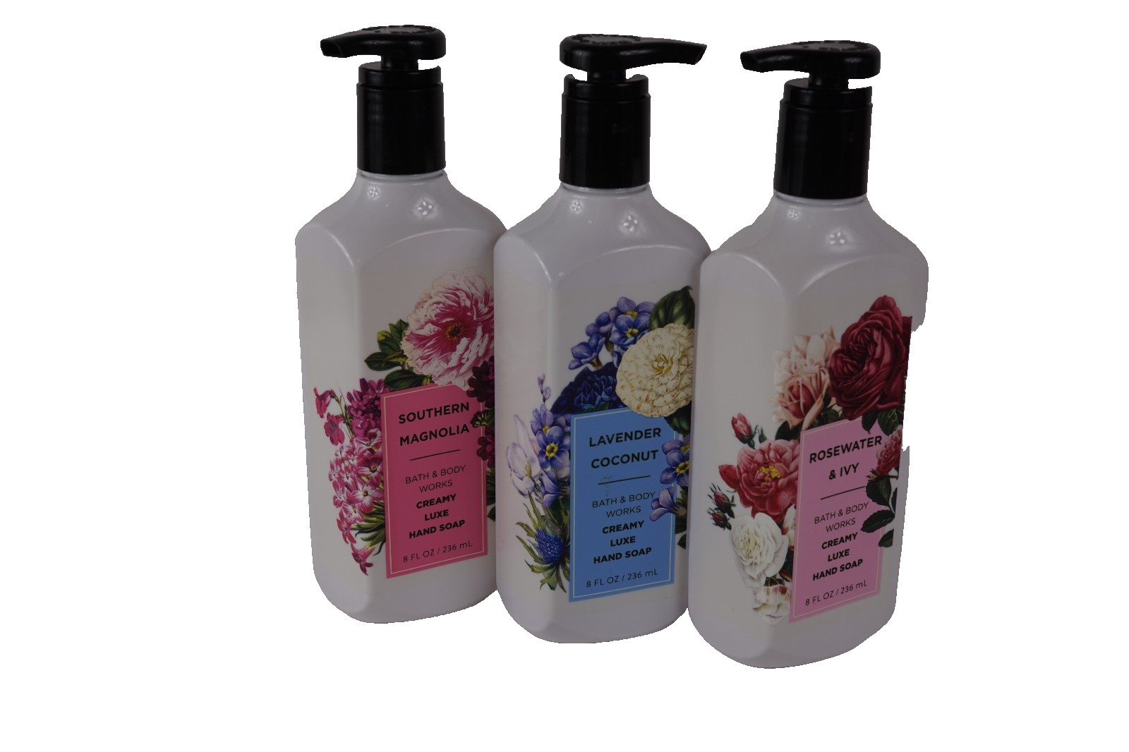 3 BATH & BODY WORKS SOTHER ROSEWATER LAVENDER COCONUT CREAMY LUXE GEL HAND SOAP