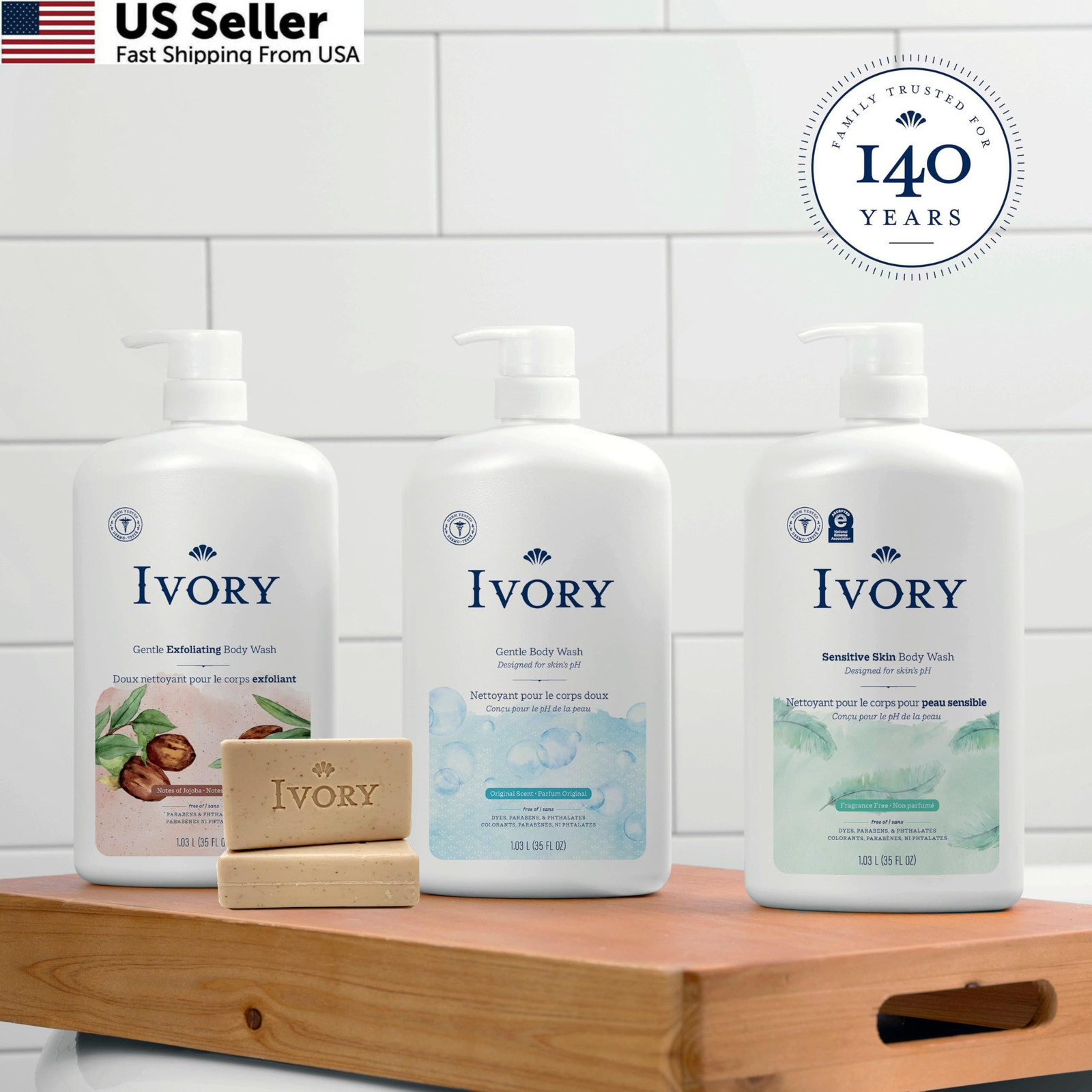 Ivory Exfoliating Bath Bar Soap, Designed for 3.17 Ounce (Pack of 8), Clear