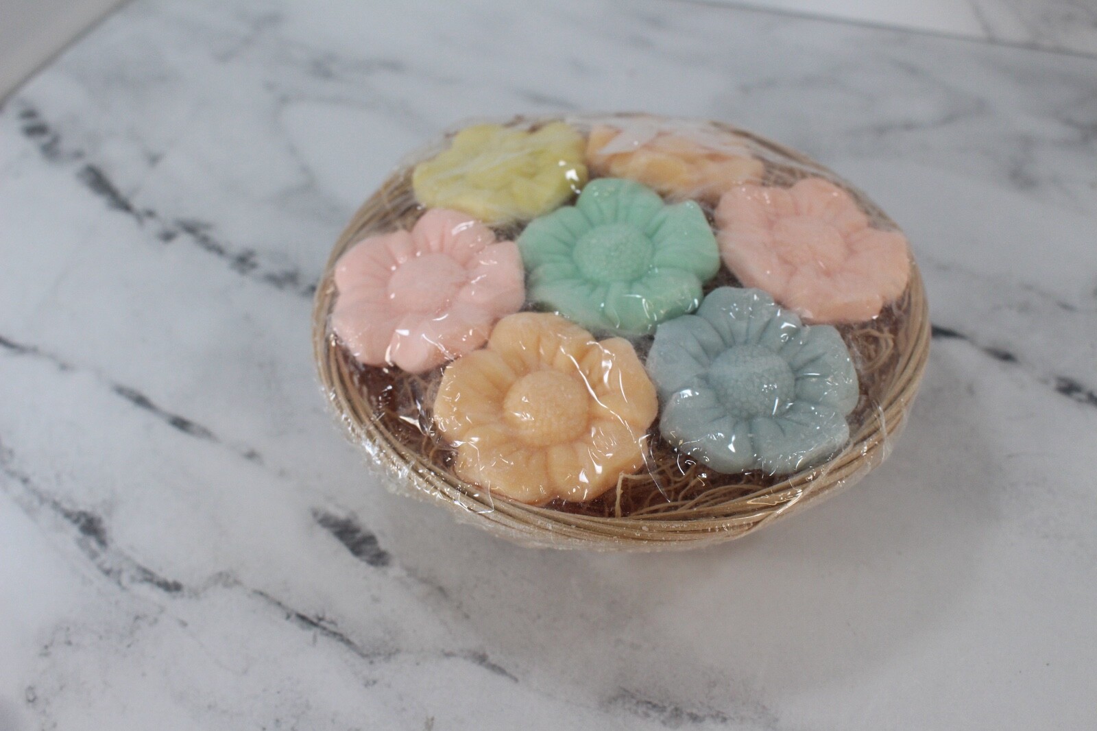 Vintage Delagar Flower Basket Perfumed Guest Soaps