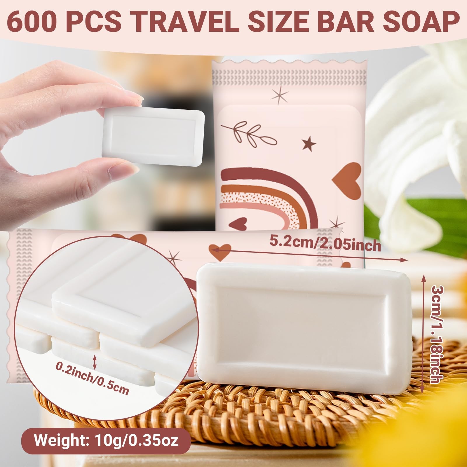 200 Pcs 0.35 oz Mini Hotel Soap Bars Bulk Individually Wrapped Hand Soap Bars…