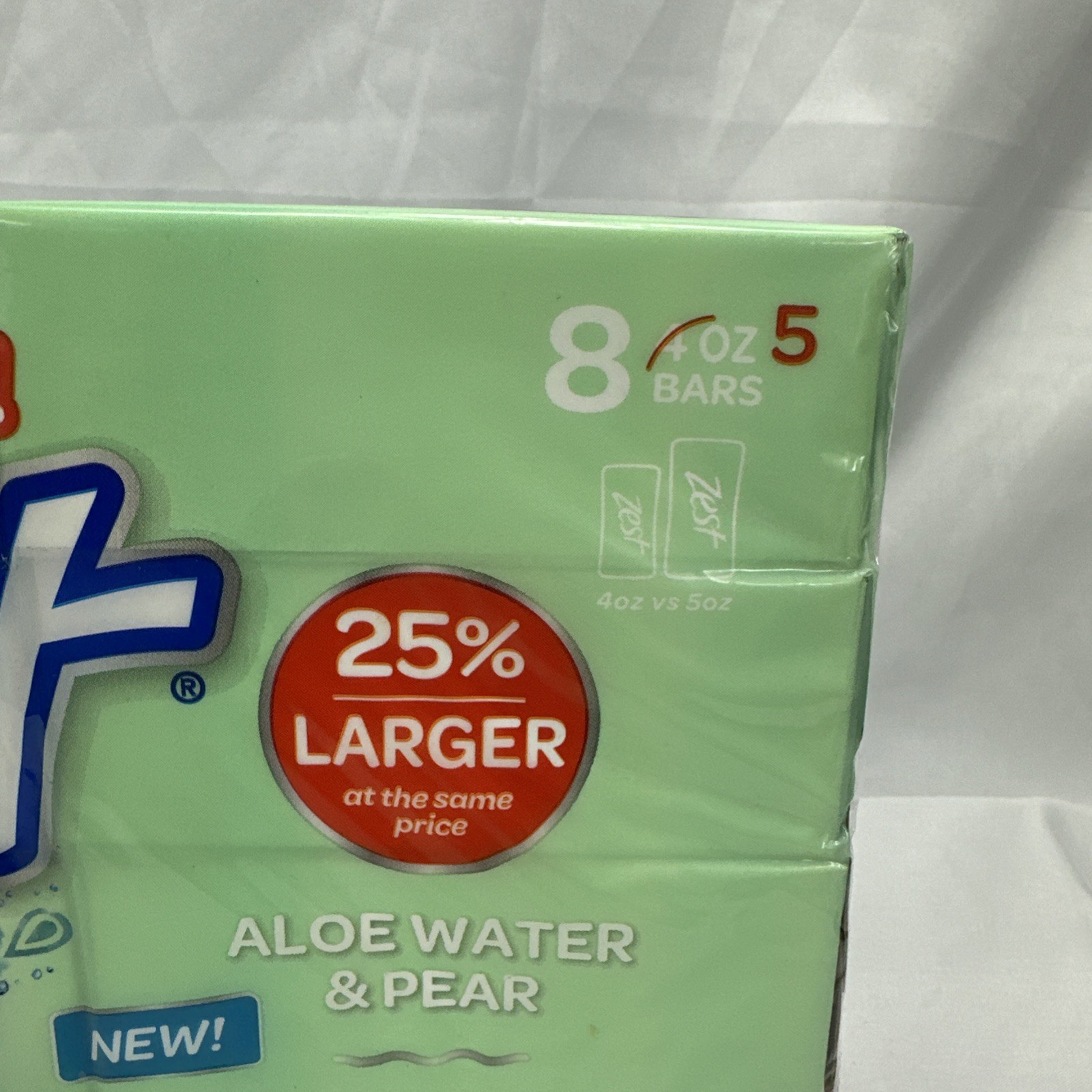 Zest Aloe Water & Pear Fresh Hydration Bar Soap 8 Pack 5 oz Bars New Sealed