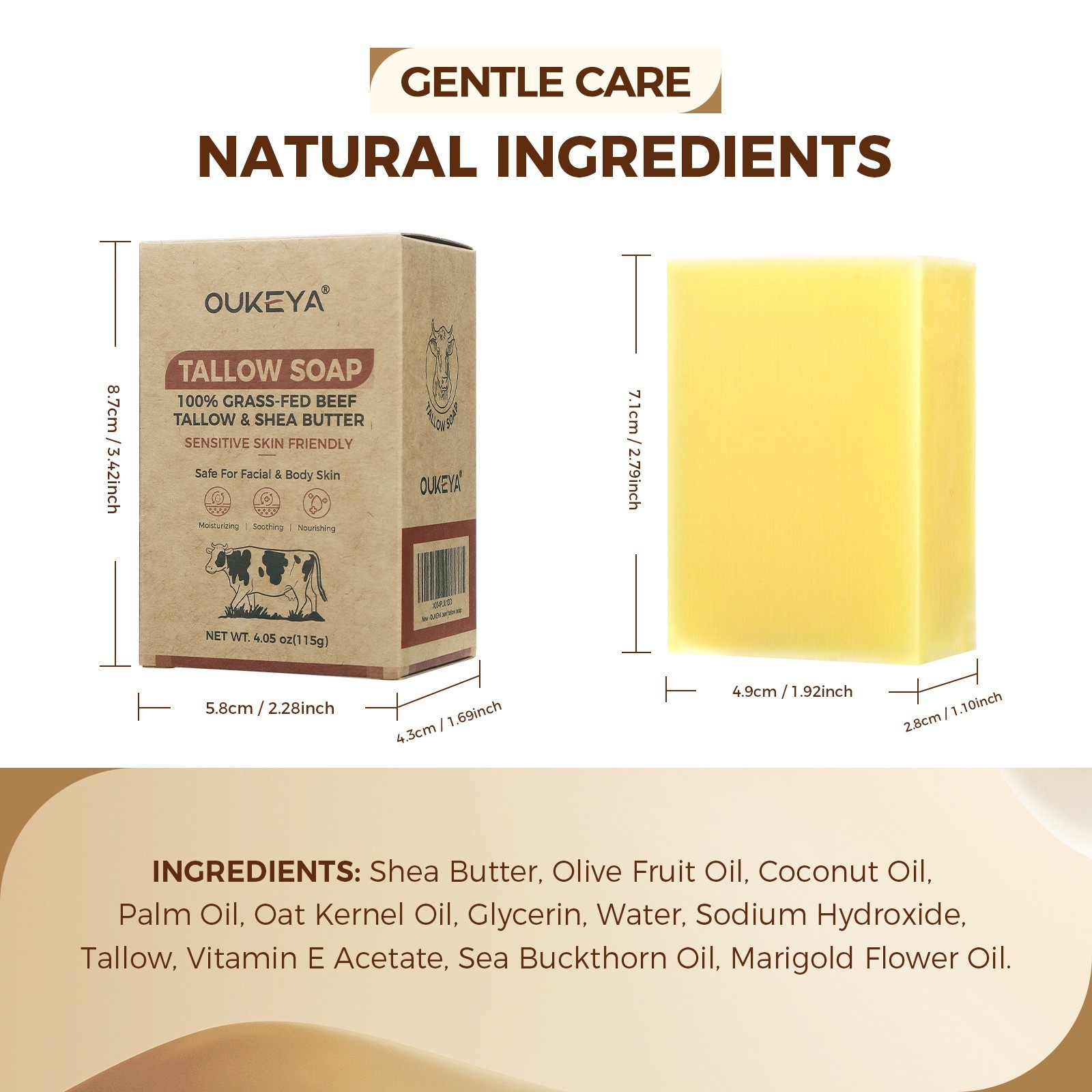 OUKEYA Tallow Soap With Shea Butter & Oat: Soothe Sensitive, Eczema-Prone Skin
