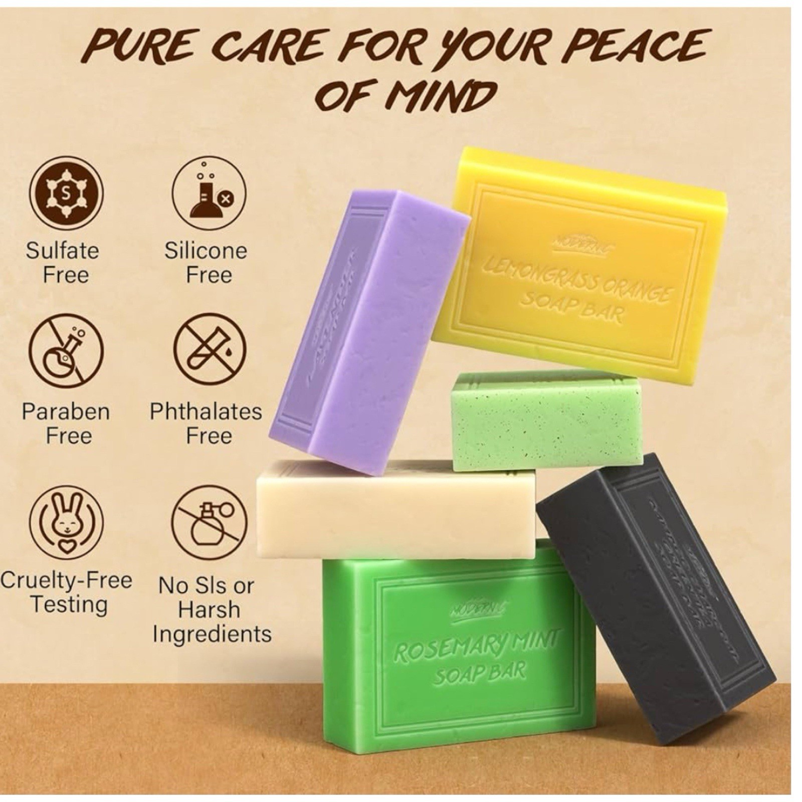 POP MODERN.C Natural Bar Soap Set for Men Women 6pcs Organic Soap ~ NWT