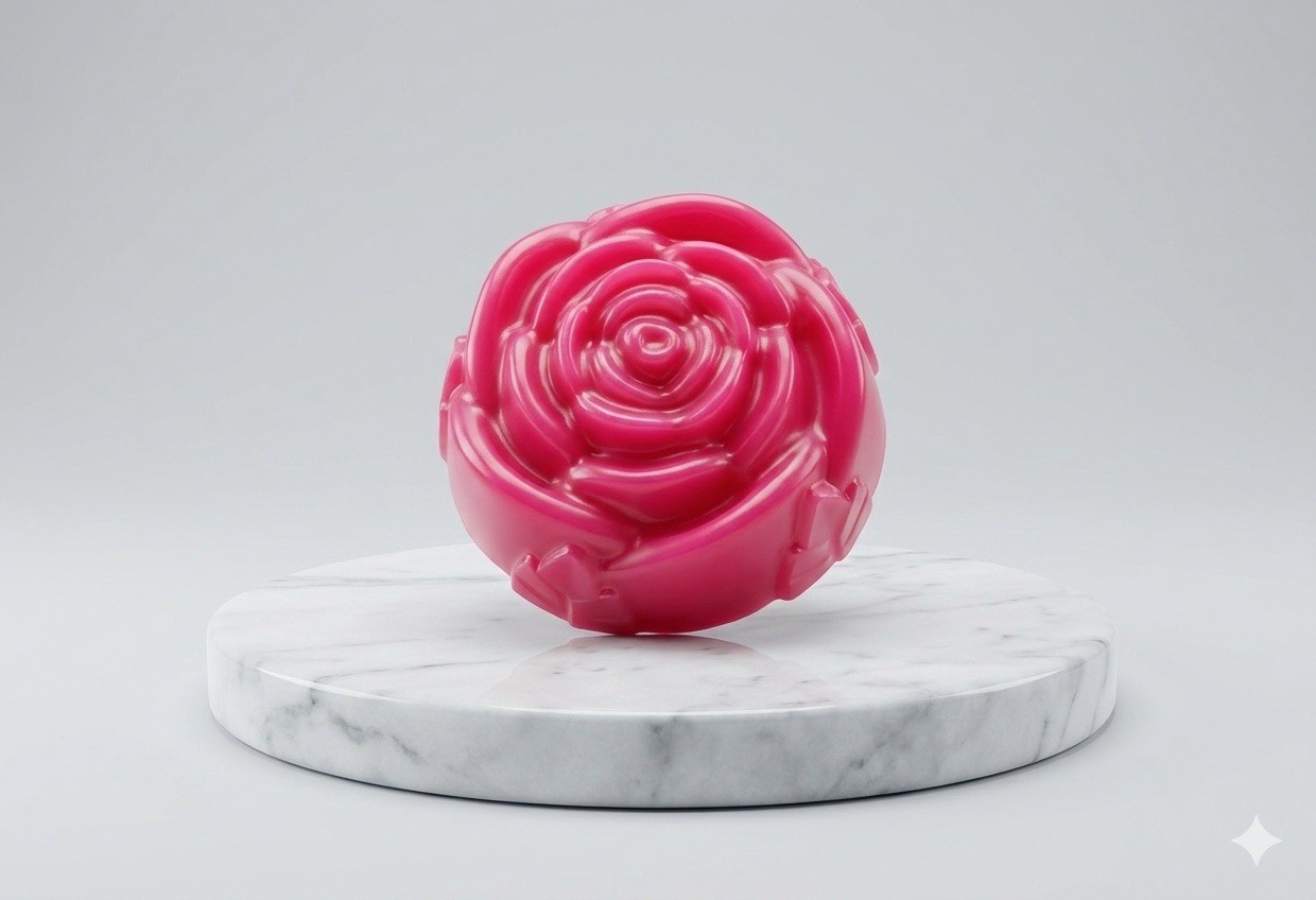 Handmade Rose Shaped Floral Body Bar Soap Set Red Blue for Body and Hands