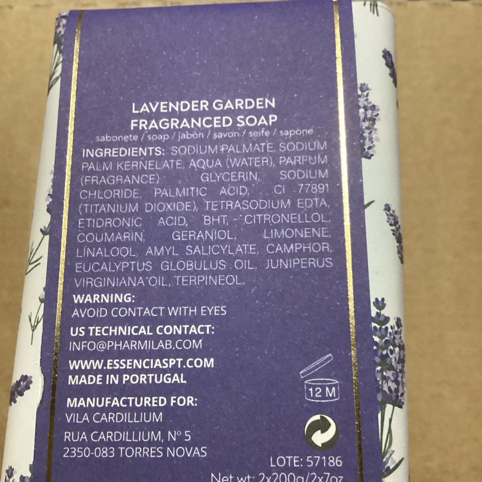 2 Vila Cardillium Lavender Soap Triple-Milled Portugal Scented Soap Smells Good