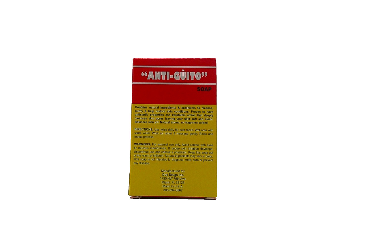 (Pack of 2) Anti-Güito Bar Soap for Skin Care Natural Botanical Formula, 3.1 oz