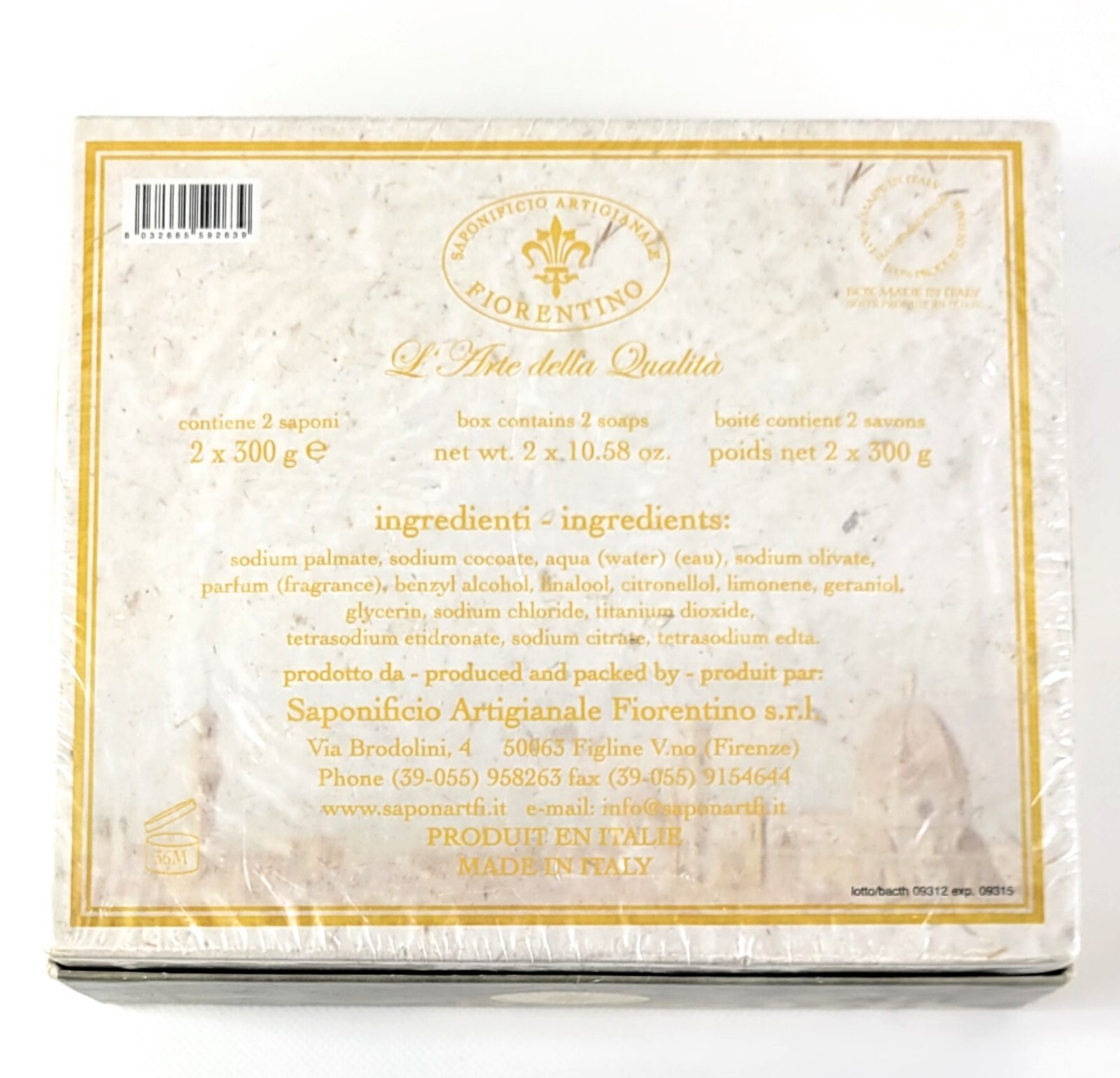Saponificio Artigianale Fiorentino Large Soap Bars 2 – 10.58 oz Each Made Italy