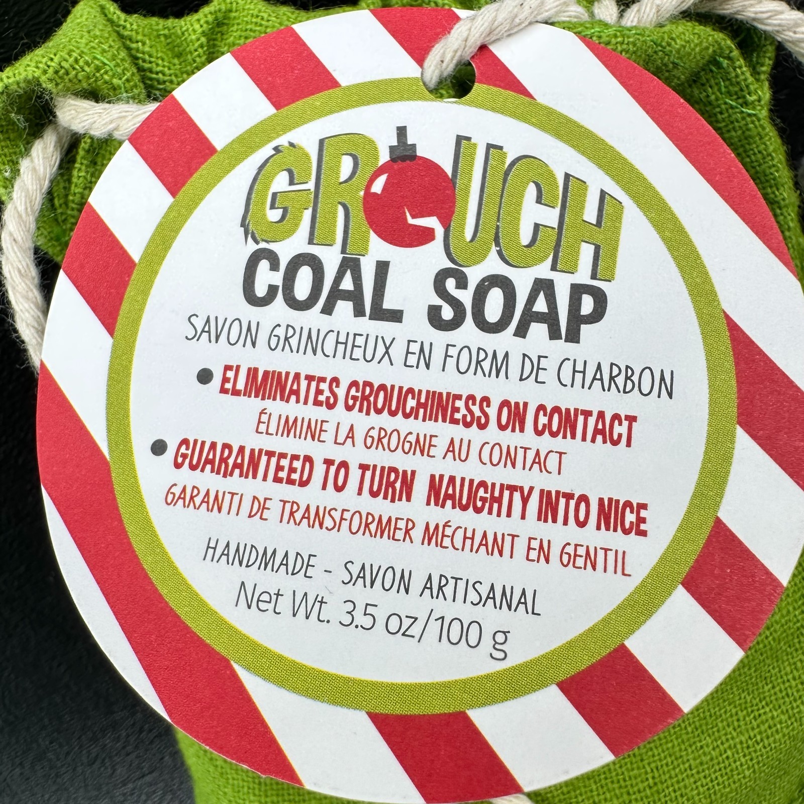 Grinch Bag of Coal Soap Charcoal Novelty Christmas Stocking Stuffer Secret Santa
