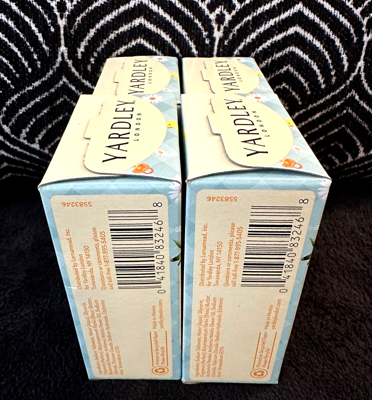 4pk YARDLEY CHAMOMILE FLOWER NOURISHING GENTLE MILD BABY BAR SOAP SHEA BUTTER