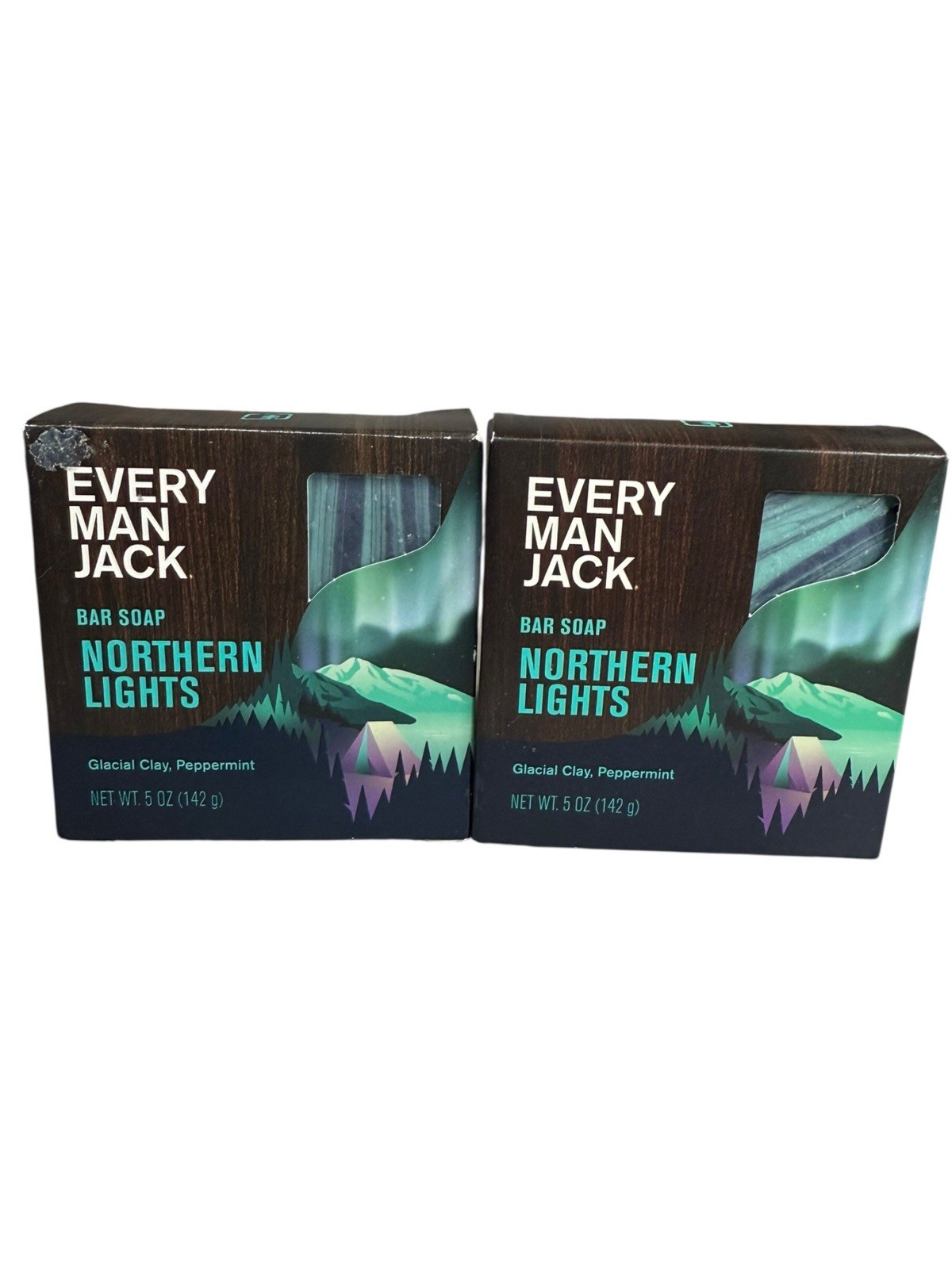 2 x Every Man Jack NORTHERN LIGHTS Bar Soap Glacial Clay Peppermint 5oz EA