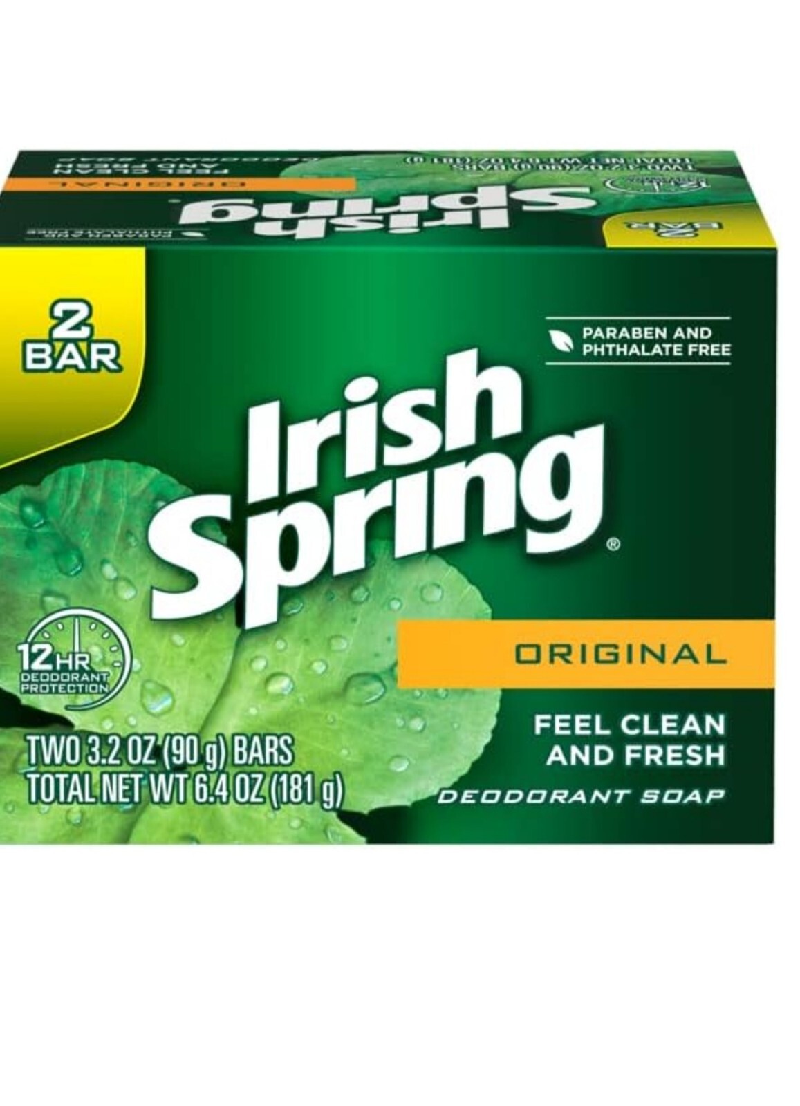 3 Pack Irish Spring Original Deodorant Bar Soap, 3.20 oz bars, 90g Each Bar.